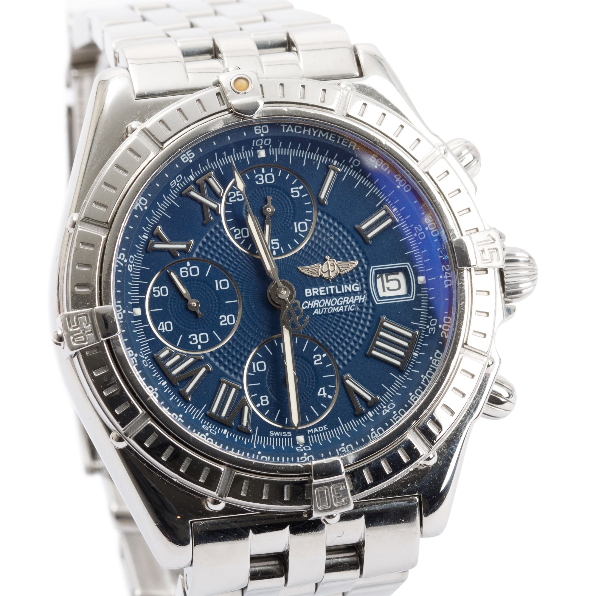 Breitling Stainless Steel Crosswind Chronograph 43MM Automatic Watch w/ Box