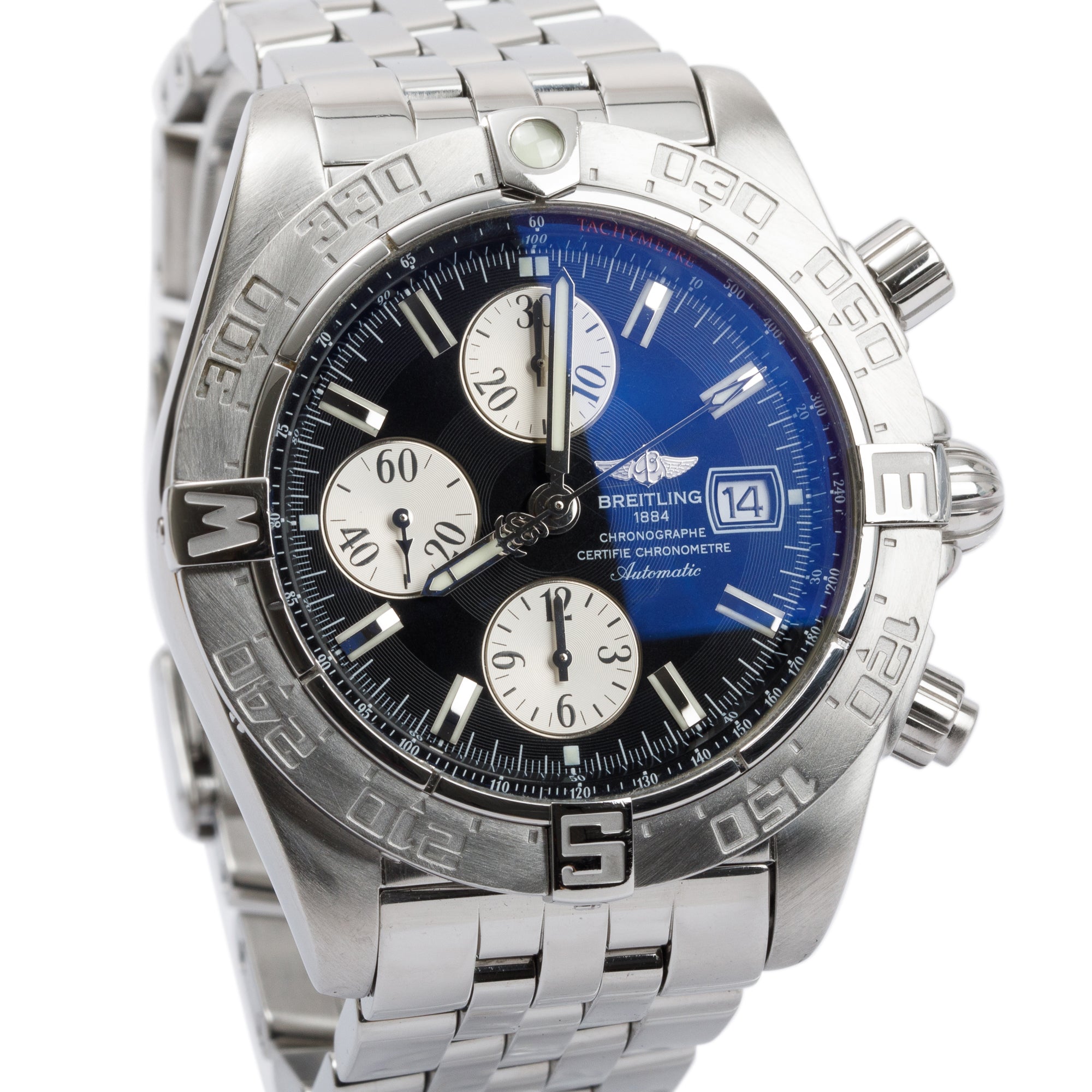 Breitling Stainless Steel Galactic Chronograph II 44 MM Automatic Watch w/ Box