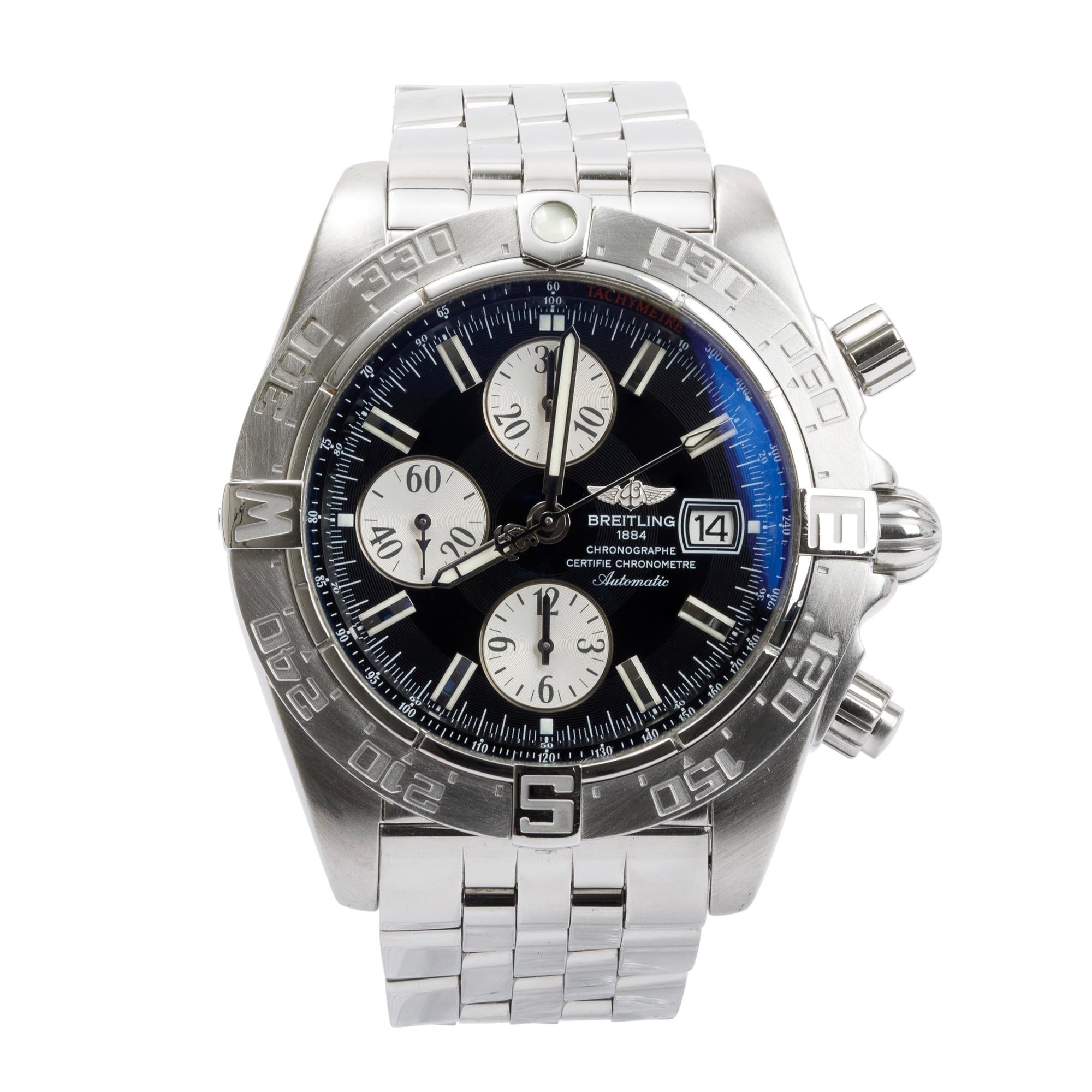 Breitling Stainless Steel Galactic Chronograph II 44 MM Automatic Watch w/ Box