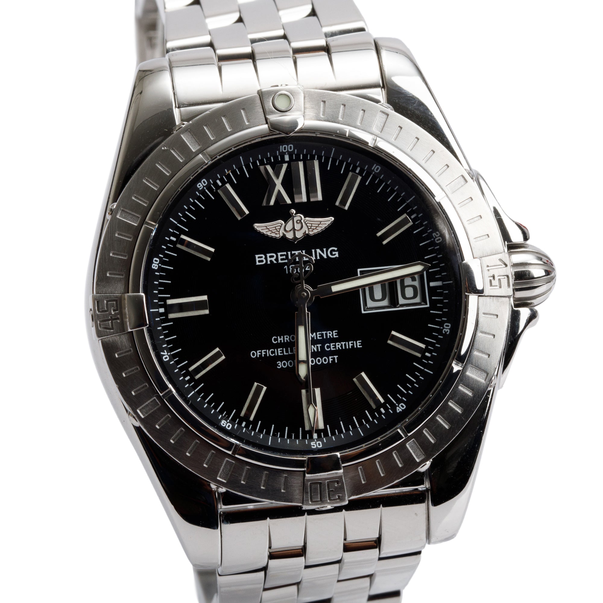 Breitling Stainless Steel Galactic Cockpit 41 MM Automatic Watch Black Dial A49350 w/ Box, Papers & Extra Strap