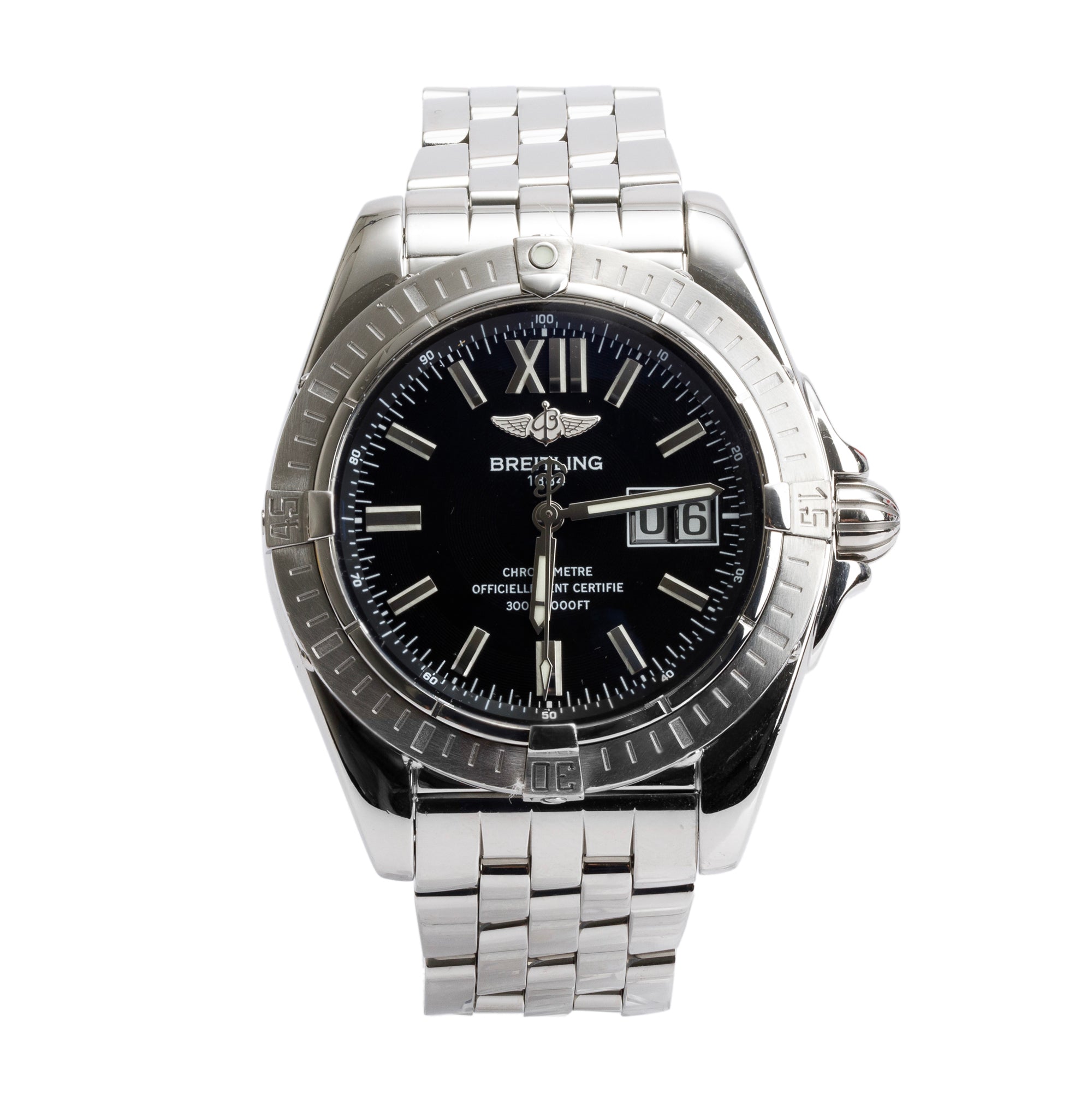 Breitling Stainless Steel Galactic Cockpit 41 MM Automatic Watch Black Dial A49350 w/ Box, Papers & Extra Strap