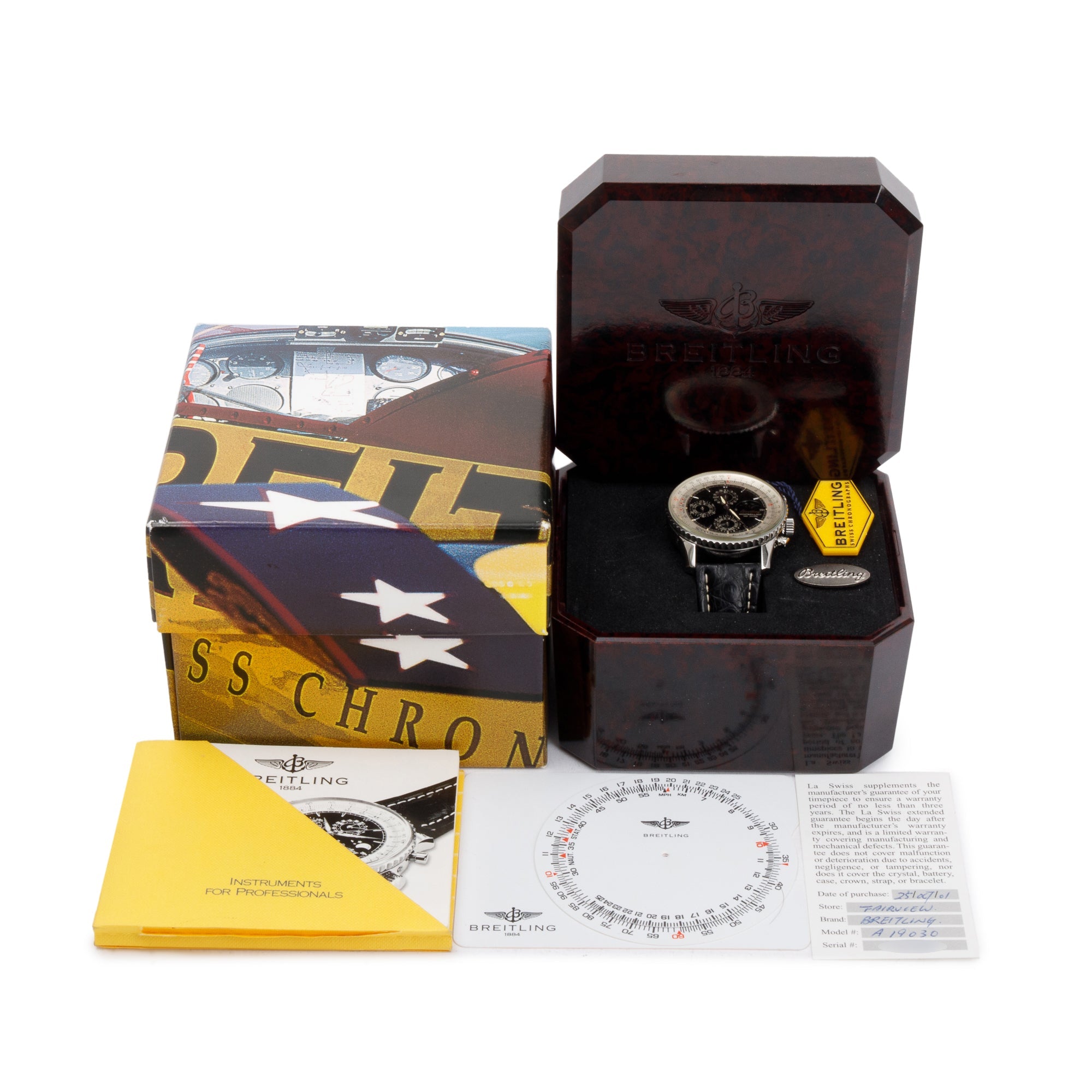 Breitling Stainless Steel Montbrillant 41.5 MM Chronograph Moonphase Automatic Watch w/ Box