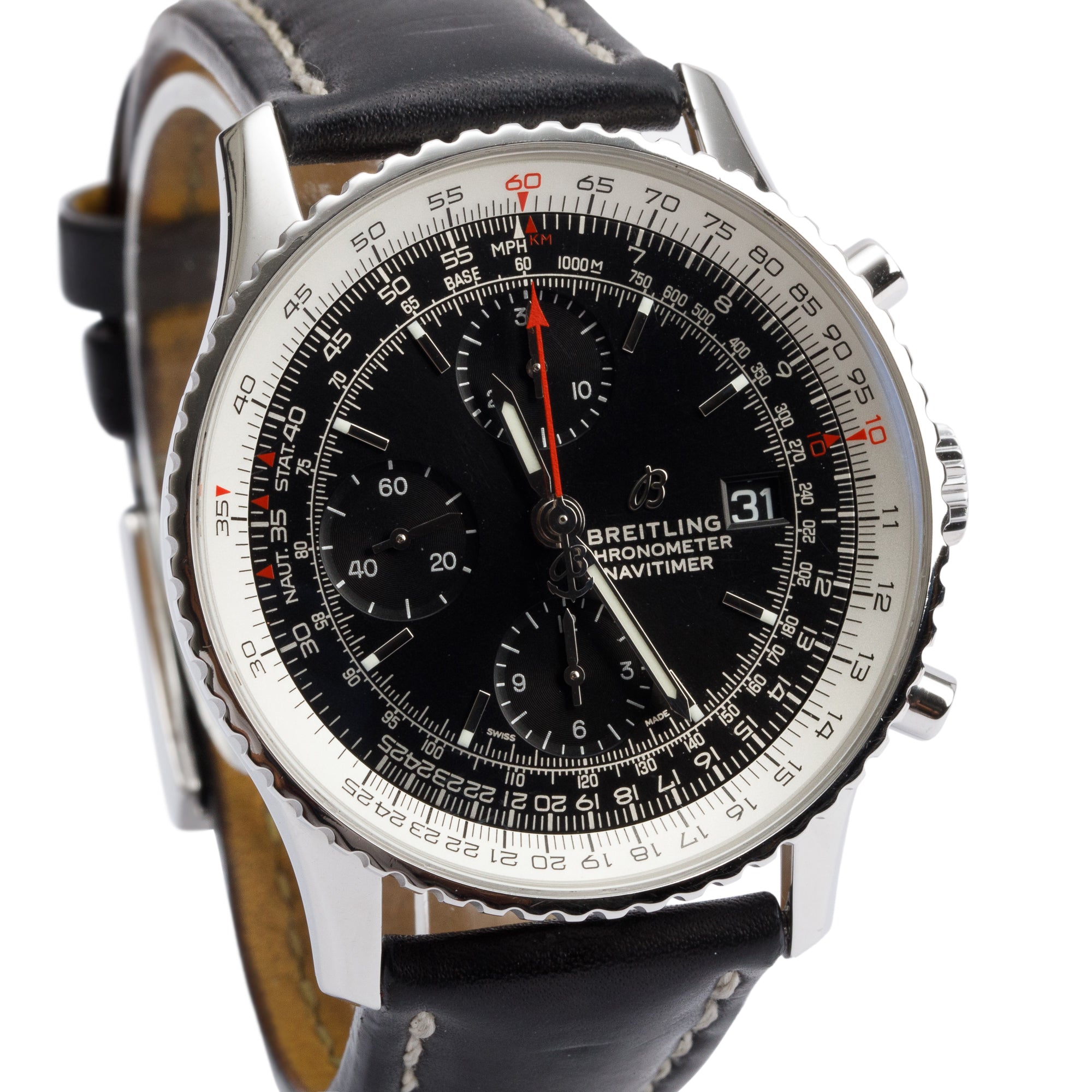 Breitling Stainless Steel Navitimer 41 MM Chronograph Automatic Watch w/ Box & Papers