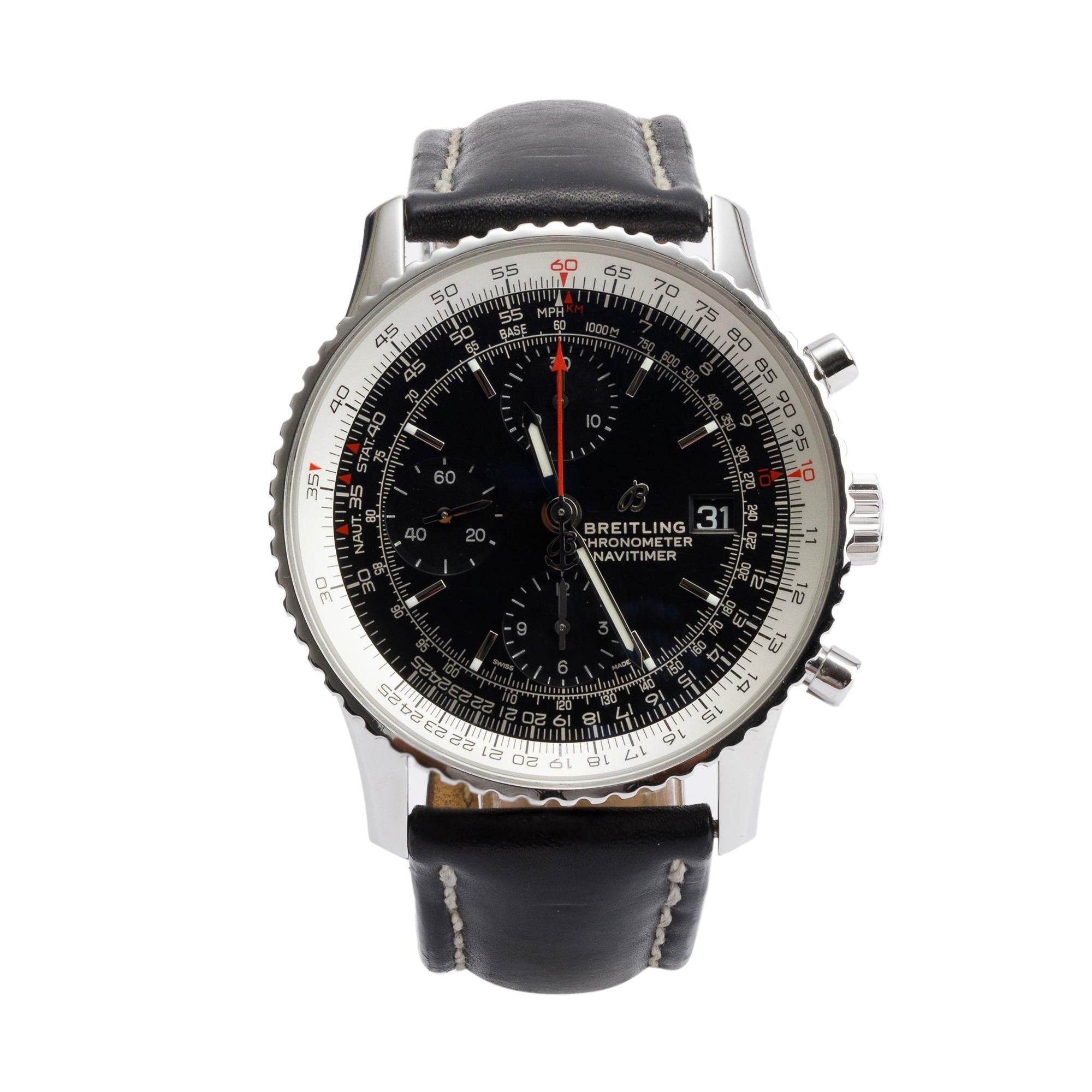 Breitling Stainless Steel Navitimer 41 MM Chronograph Automatic Watch w/ Box & Papers