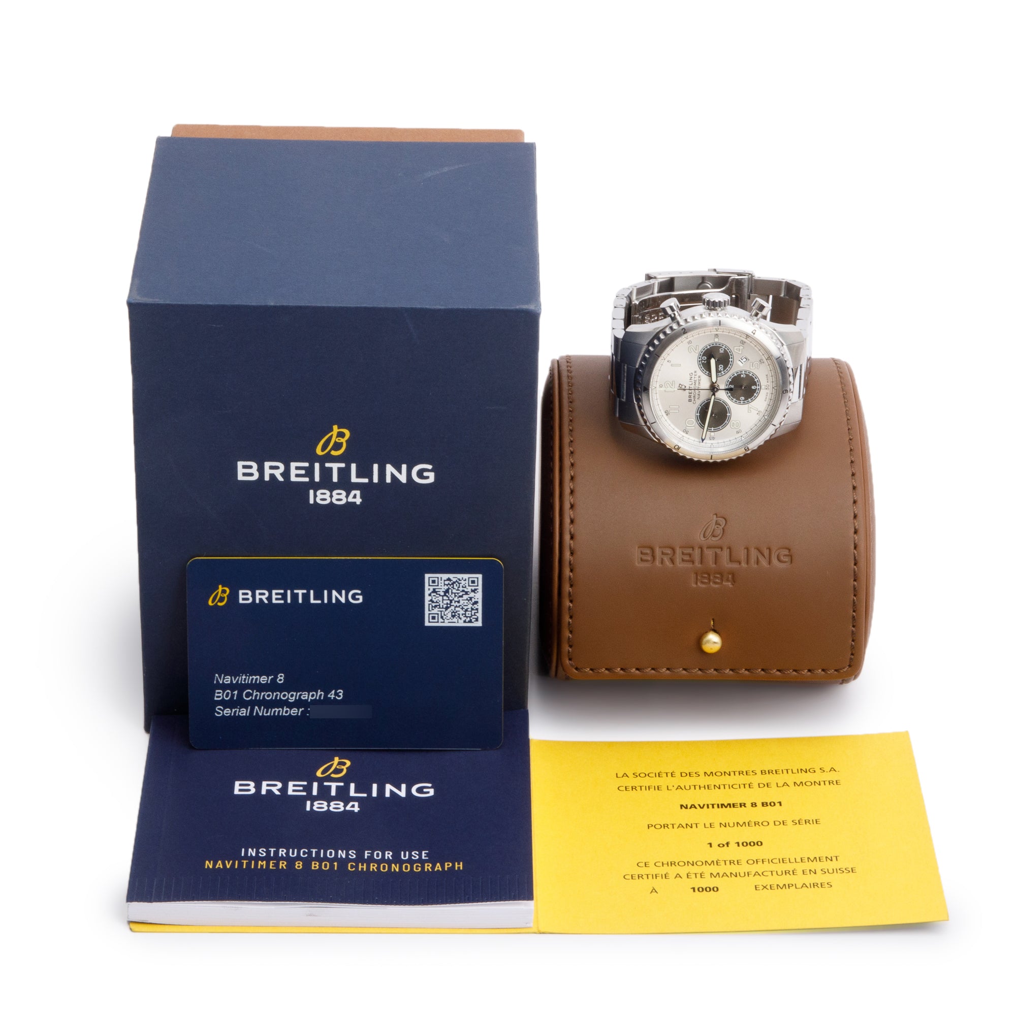 Breitling Stainless Steel Navitimer Aviator 8 B01 43 MM Automatic Chronograph Watch AB0117 w/ Box & Papers