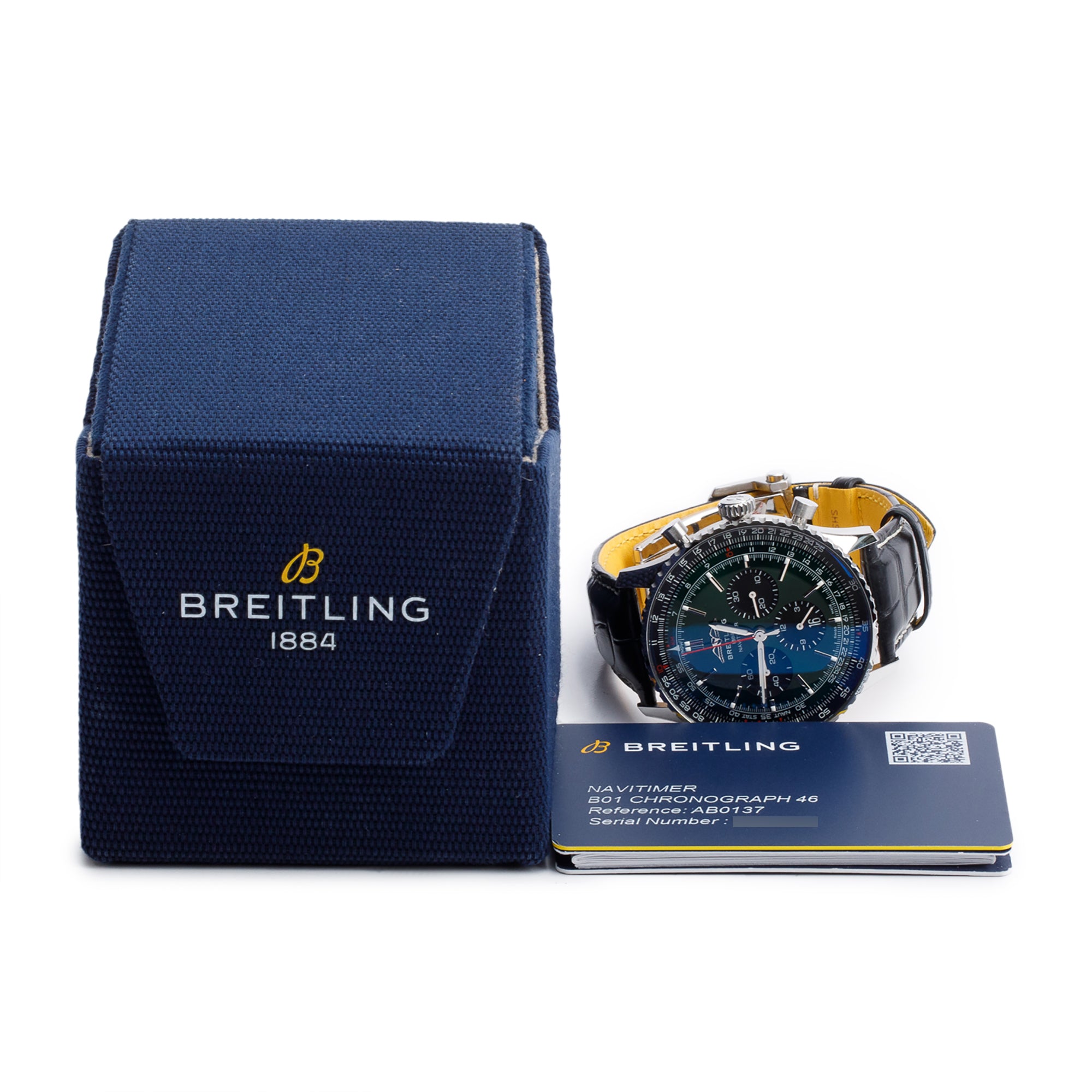Breitling Stainless Steel Navitimer B01 46 MM Automatic Chronograph Watch Green Dial AB0137 w/ Box & Papers