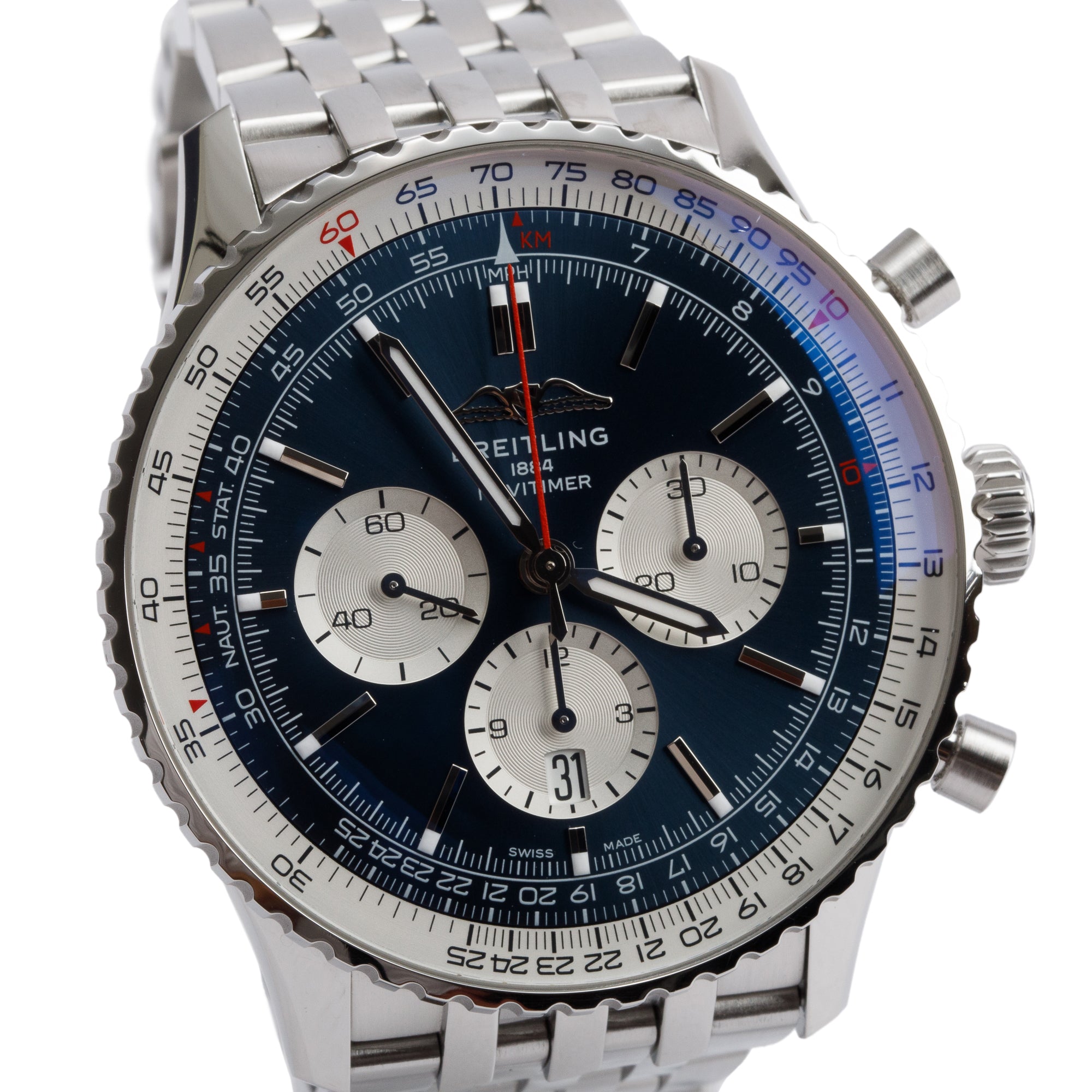 Breitling Stainless Steel Navitimer B01 46 MM Automatic Watch w/ Box, Papers & Receipt