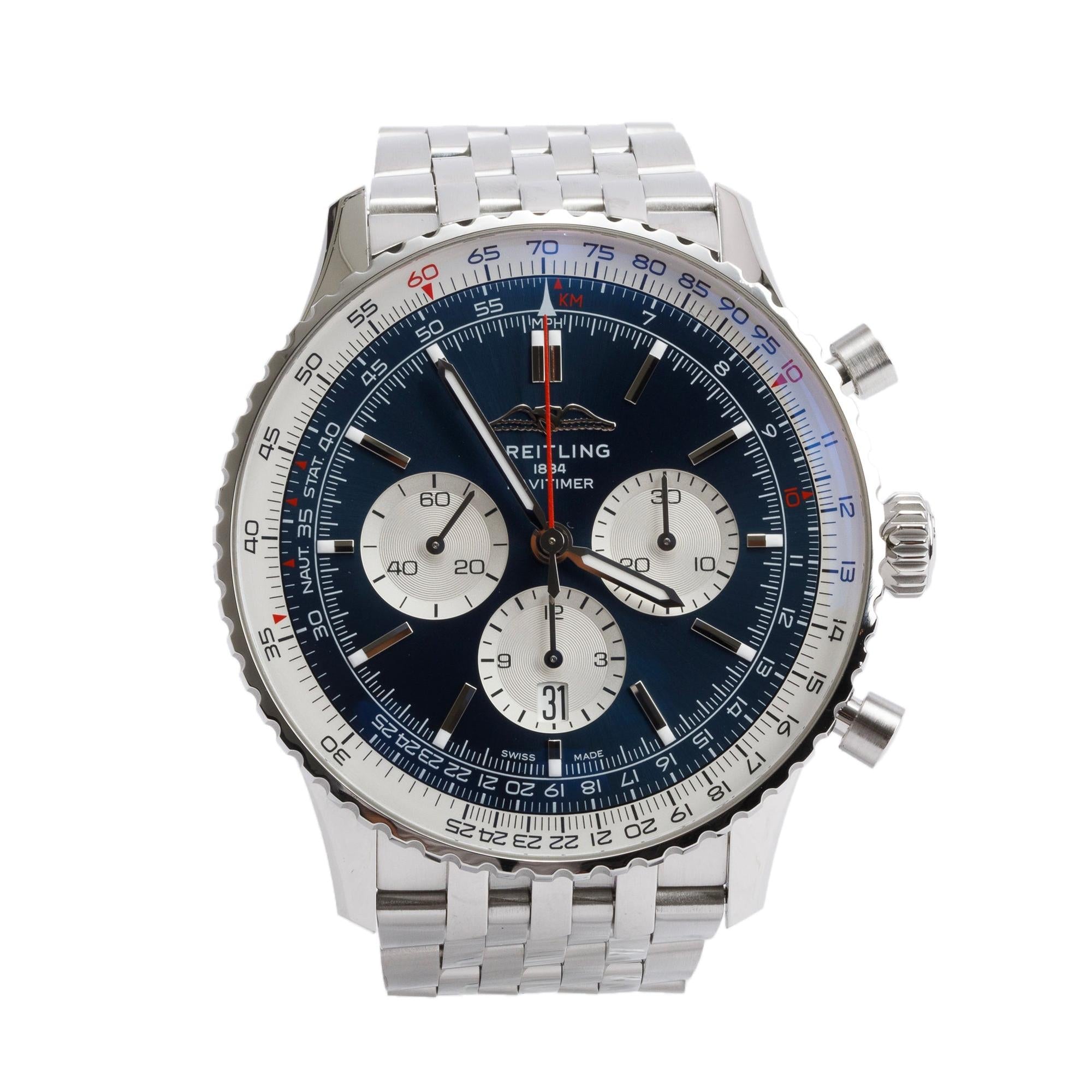 Breitling Stainless Steel Navitimer B01 46 MM Automatic Watch w/ Box, Papers & Receipt