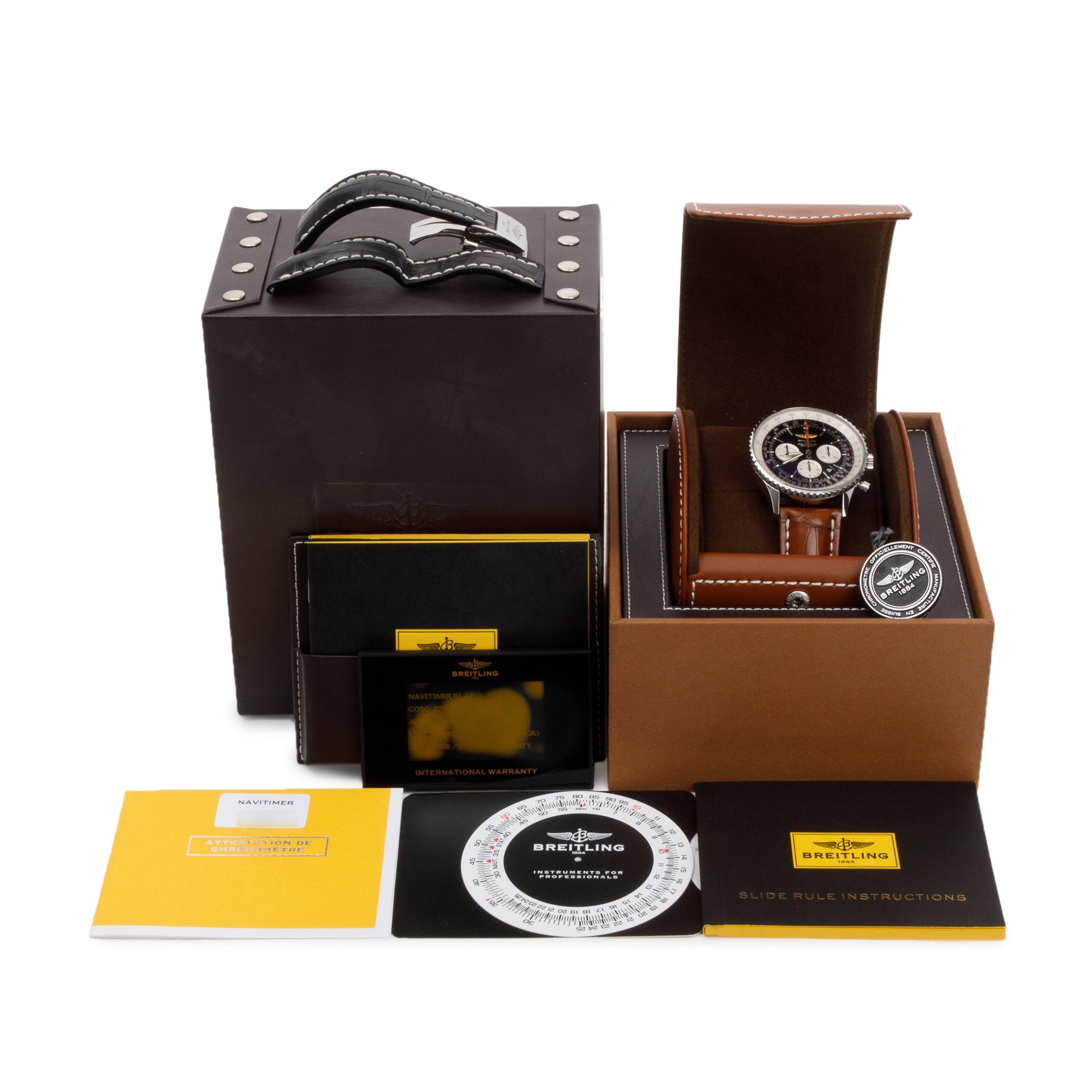 Breitling Stainless Steel Navitimer B01 Chronograph 46 MM Automatic Watch w/ Box & Papers