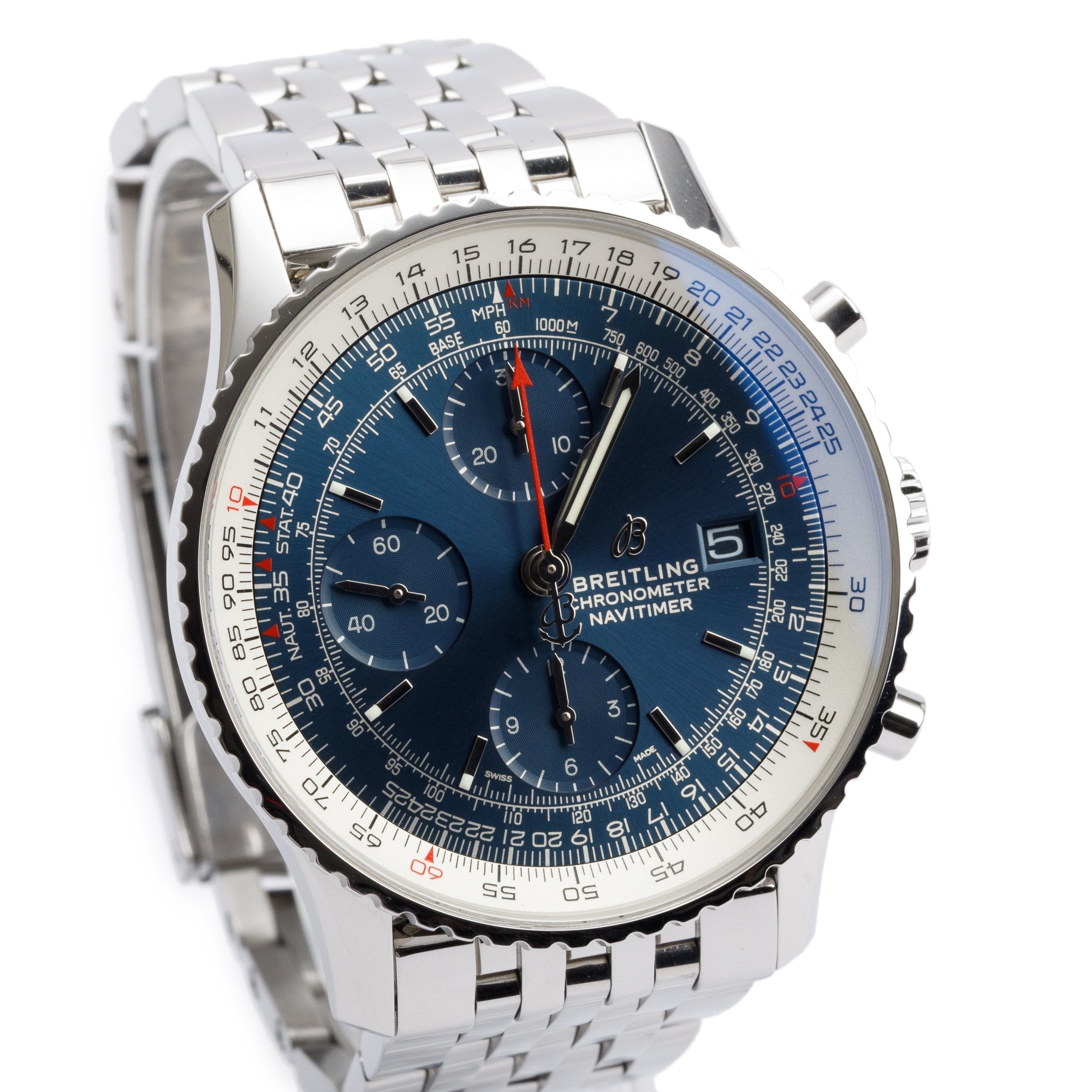 Breitling Stainless Steel Navitimer Heritage 41 MM Chronograph Automatic Watch A13324 w/ Case, Extra Strap & Papers