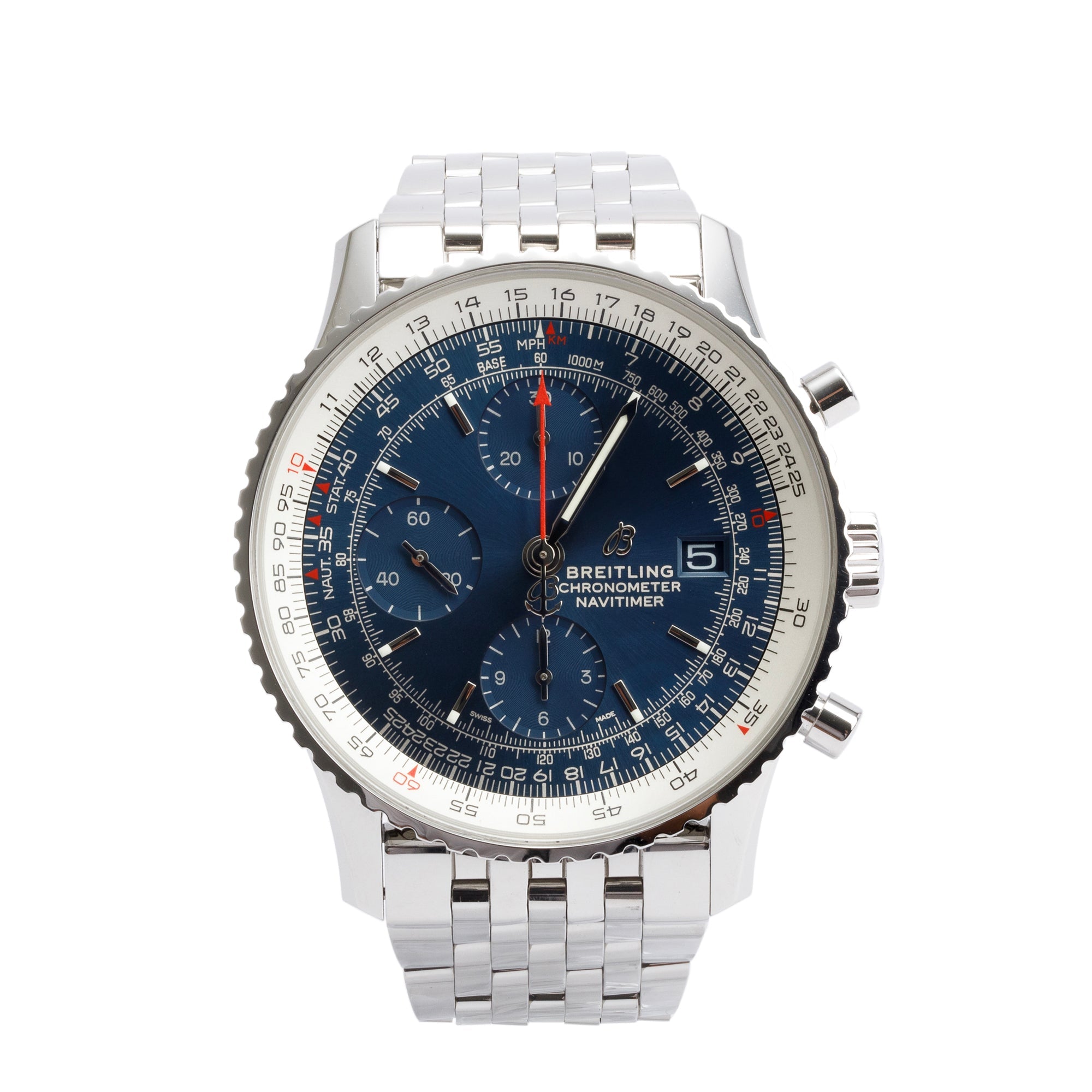 Breitling Stainless Steel Navitimer Heritage 41 MM Chronograph Automatic Watch A13324 w/ Case, Extra Strap & Papers