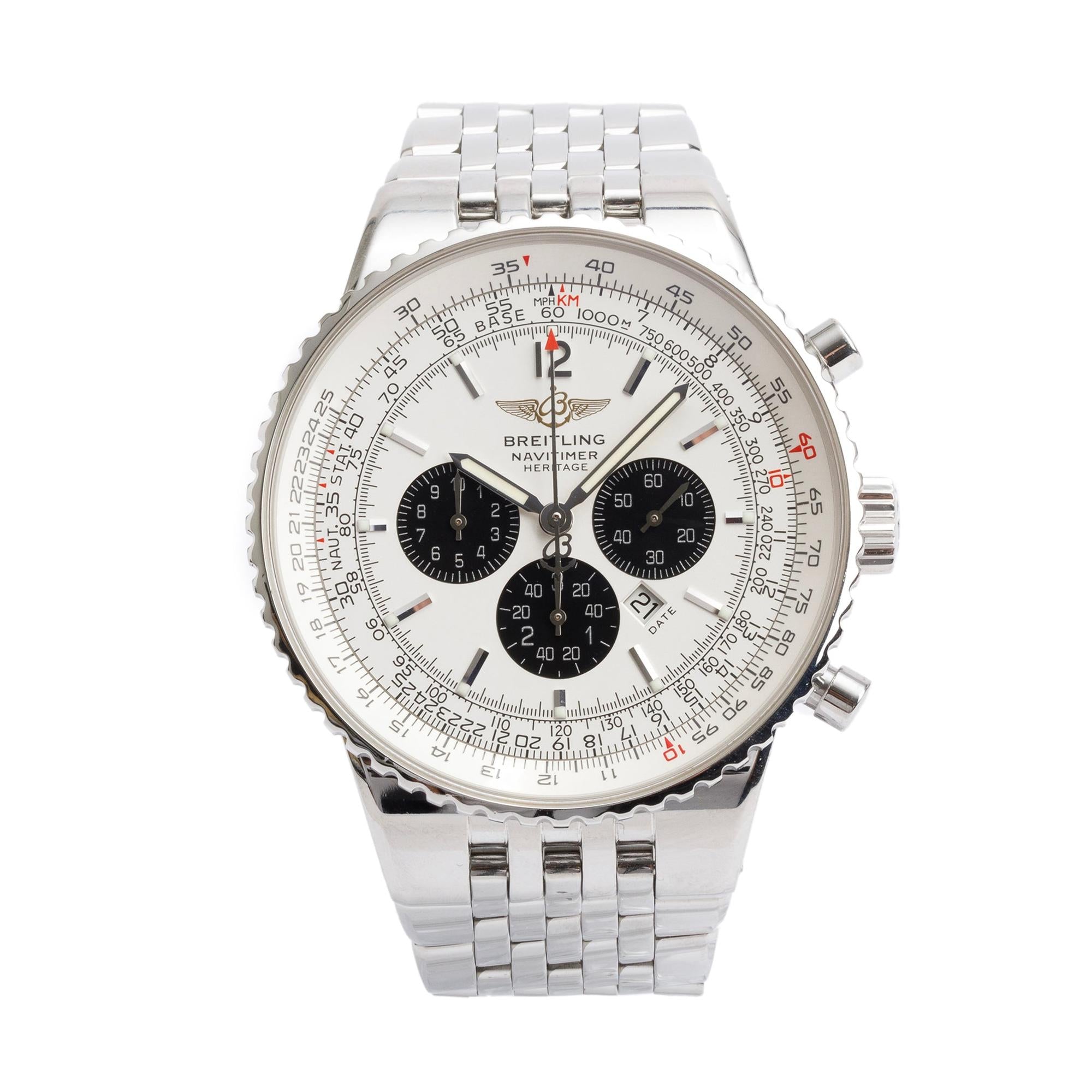Breitling Stainless Steel Navitimer Heritage 43 MM Chronograph Automatic Watch A35350