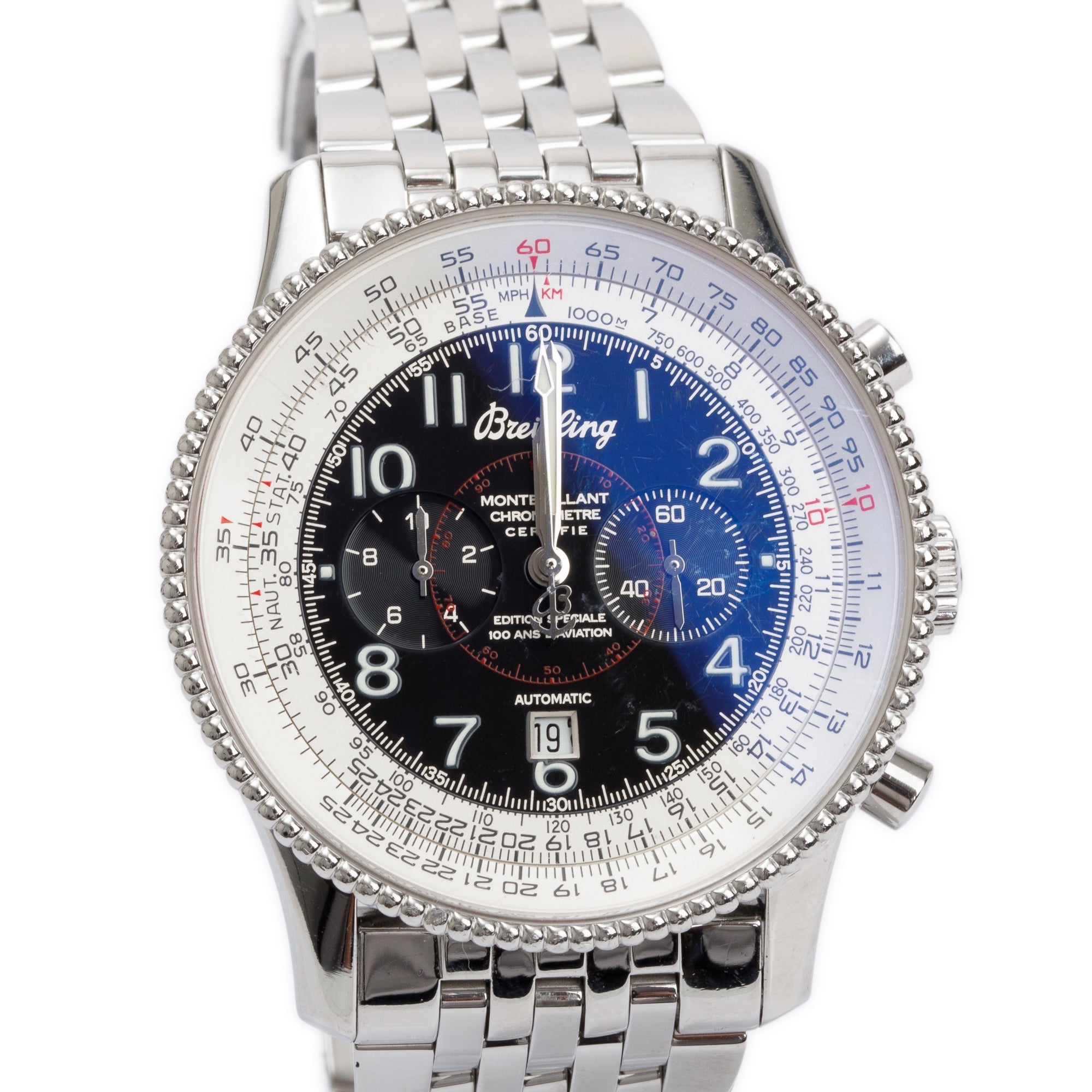 Breitling Stainless Steel Navitimer Montbrillant 1903 Special Edition 42 MM Automatic Chronograph Watch w/ Box & Papers