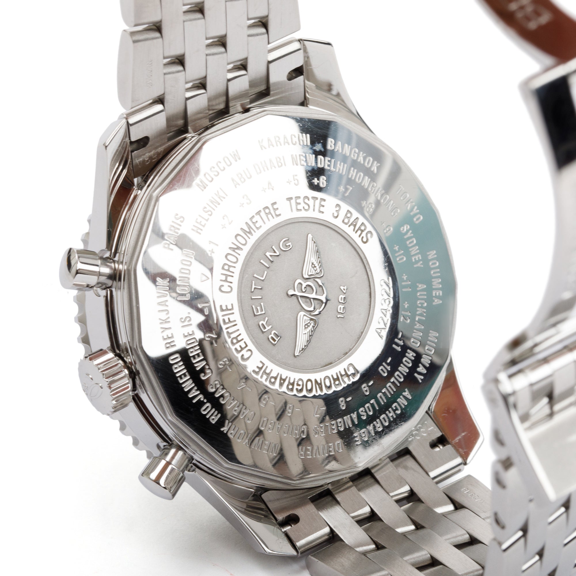 Breitling Stainless Steel Navitimer World GMT 46 MM Automatic Watch w/ Box & Papers