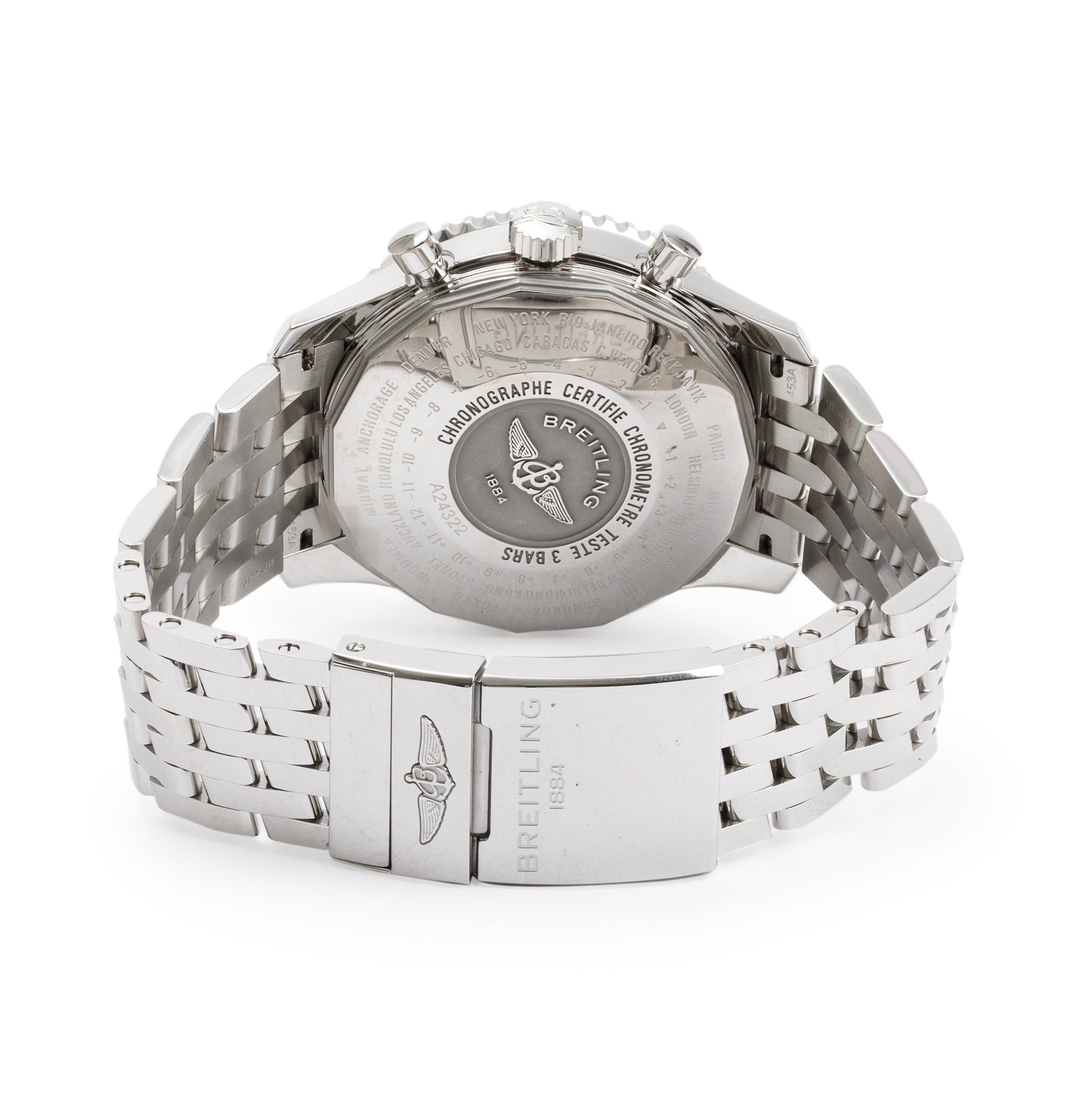 Breitling Stainless Steel Navitimer World GMT 46 MM Automatic Watch w/ Box, Papers & Extra Leather Band