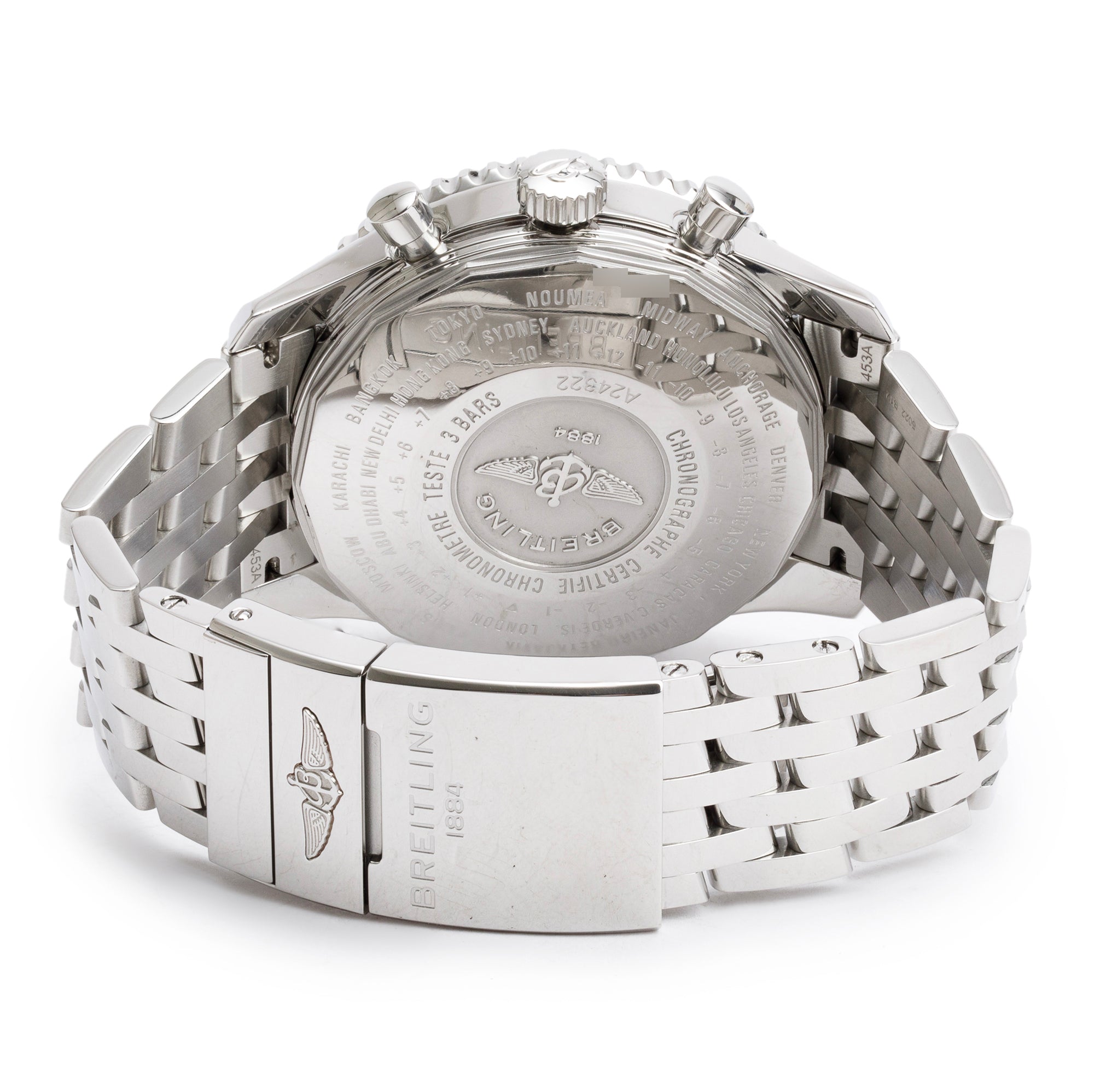 Breitling Stainless Steel Navitimer World GMT 46 MM Chronograph Automatic Watch A24322 w/ Box, Papers & Extra Strap