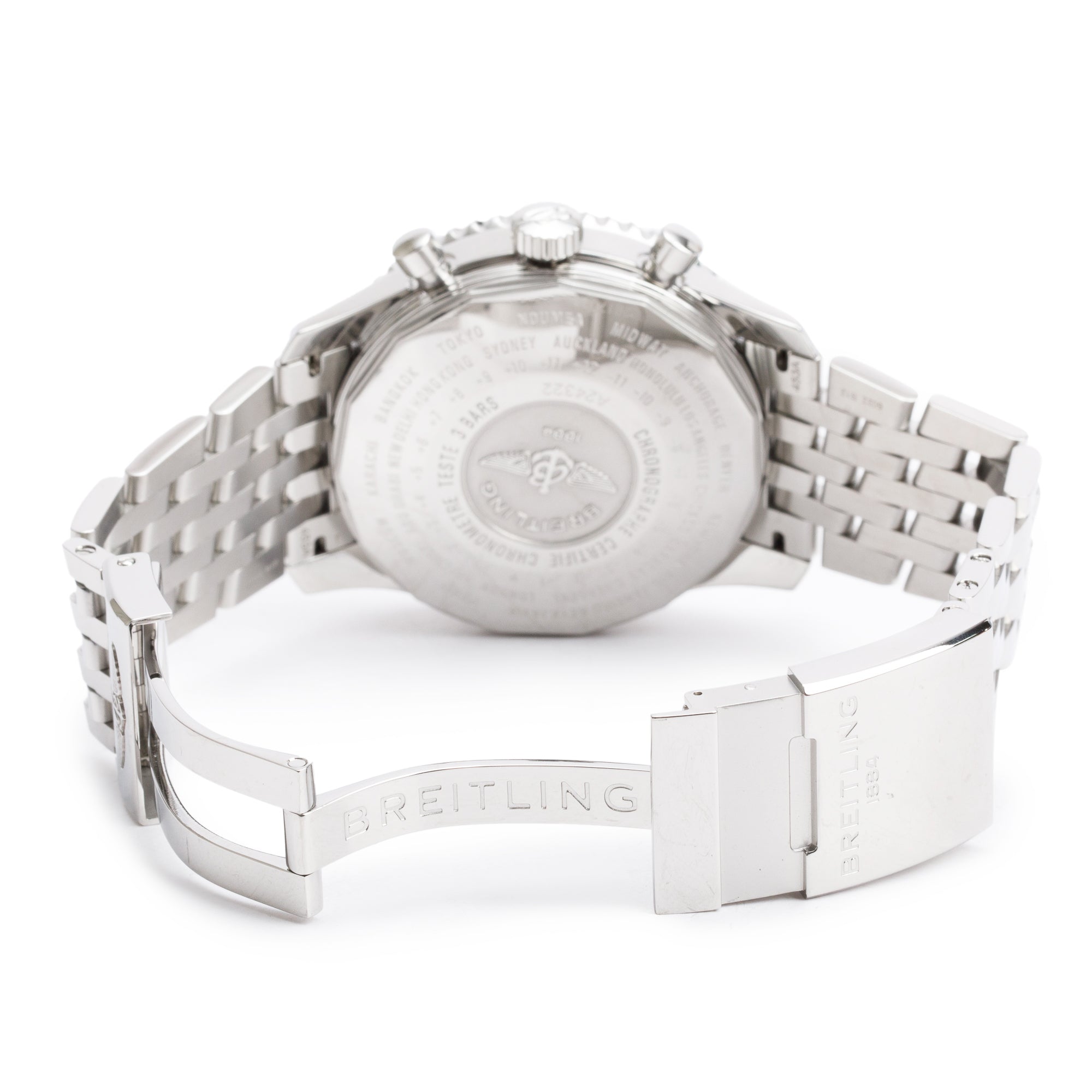 Breitling Stainless Steel Navitimer World GMT 46 MM Chronograph Automatic Watch A24322 w/ Box, Papers & Extra Strap