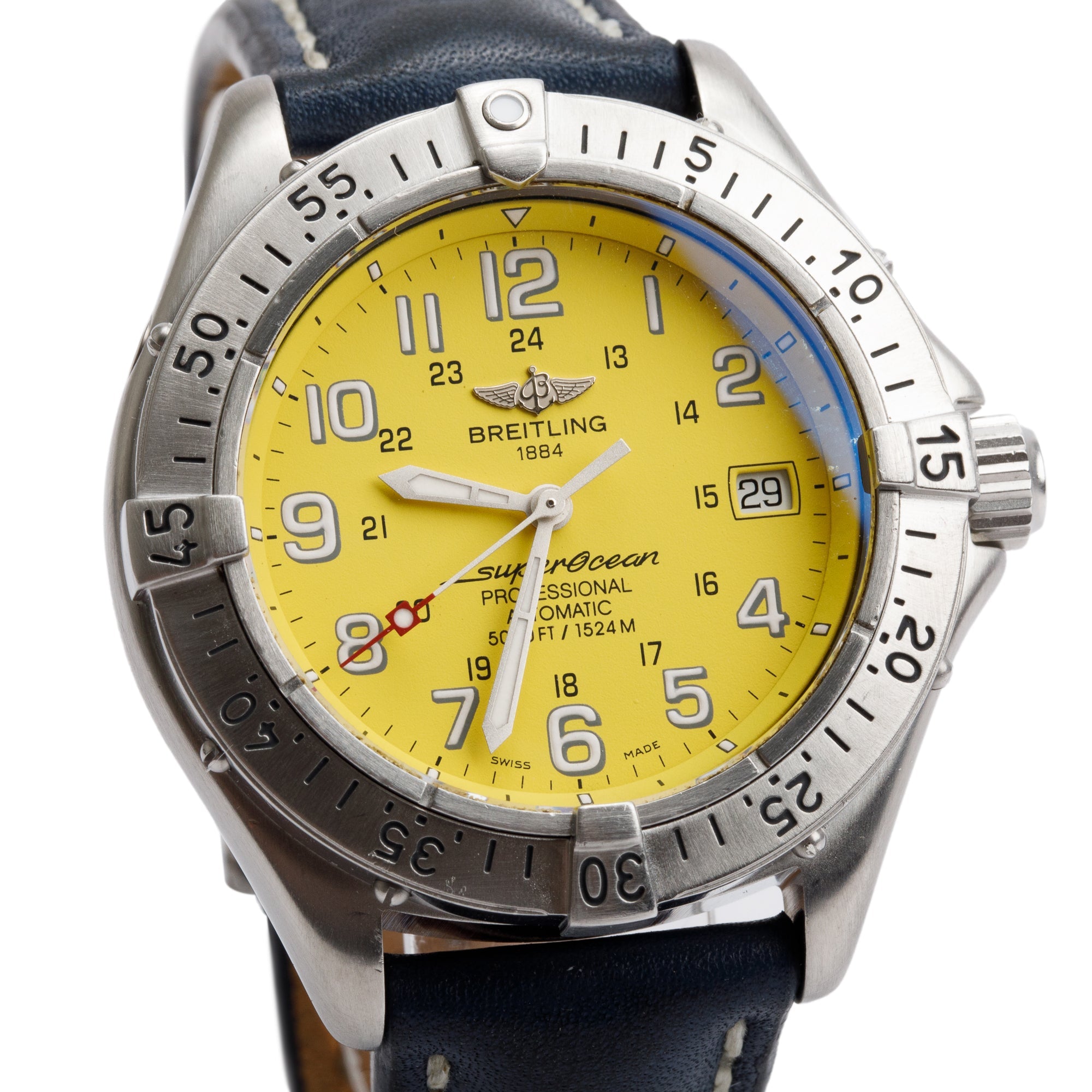 Breitling Stainless Steel Superocean 41 MM Automatic Watch Yellow Dial A17345