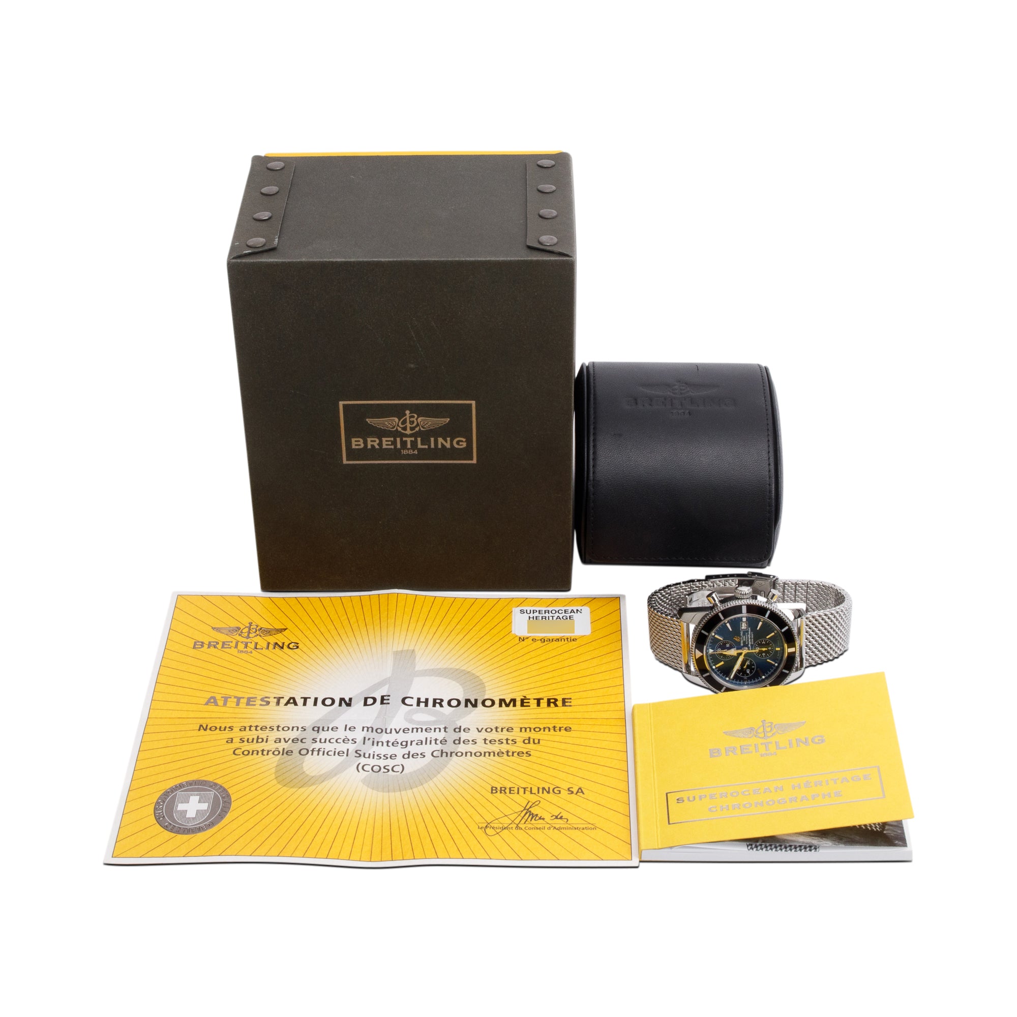 Breitling Stainless Steel Superocean Heritage 46 MM Automatic Chronograph Blue Dial Watch A13320 w/ Box & Papers
