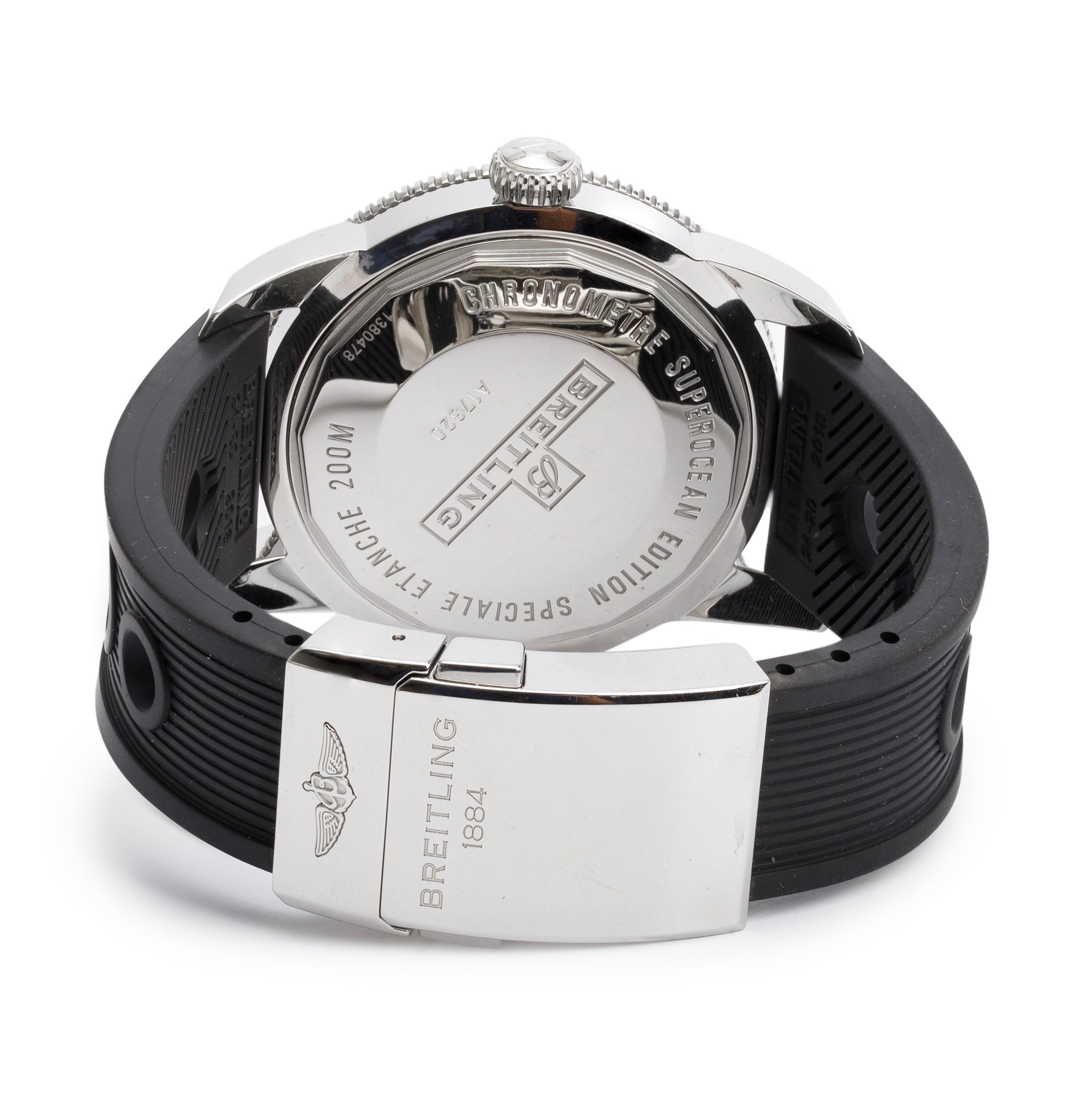 Breitling Stainless Steel Superocean Heritage 46 MM Automatic Chronograph Watch Black Dial A17320