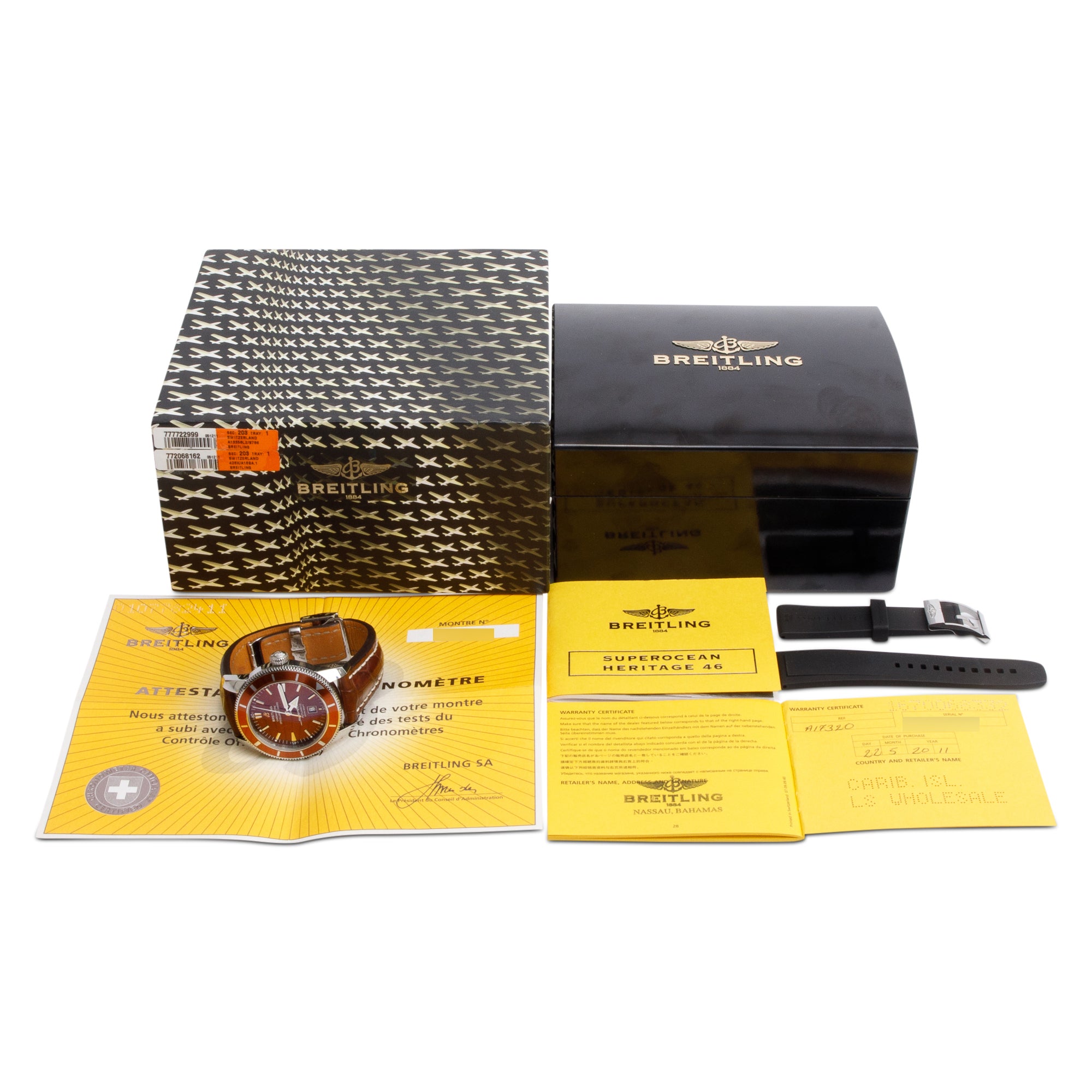 Breitling Stainless Steel Superocean Heritage 46 MM Automatic Chronograph Watch Bronze Dial A17320 w/ Box, Papers & Extra Strap