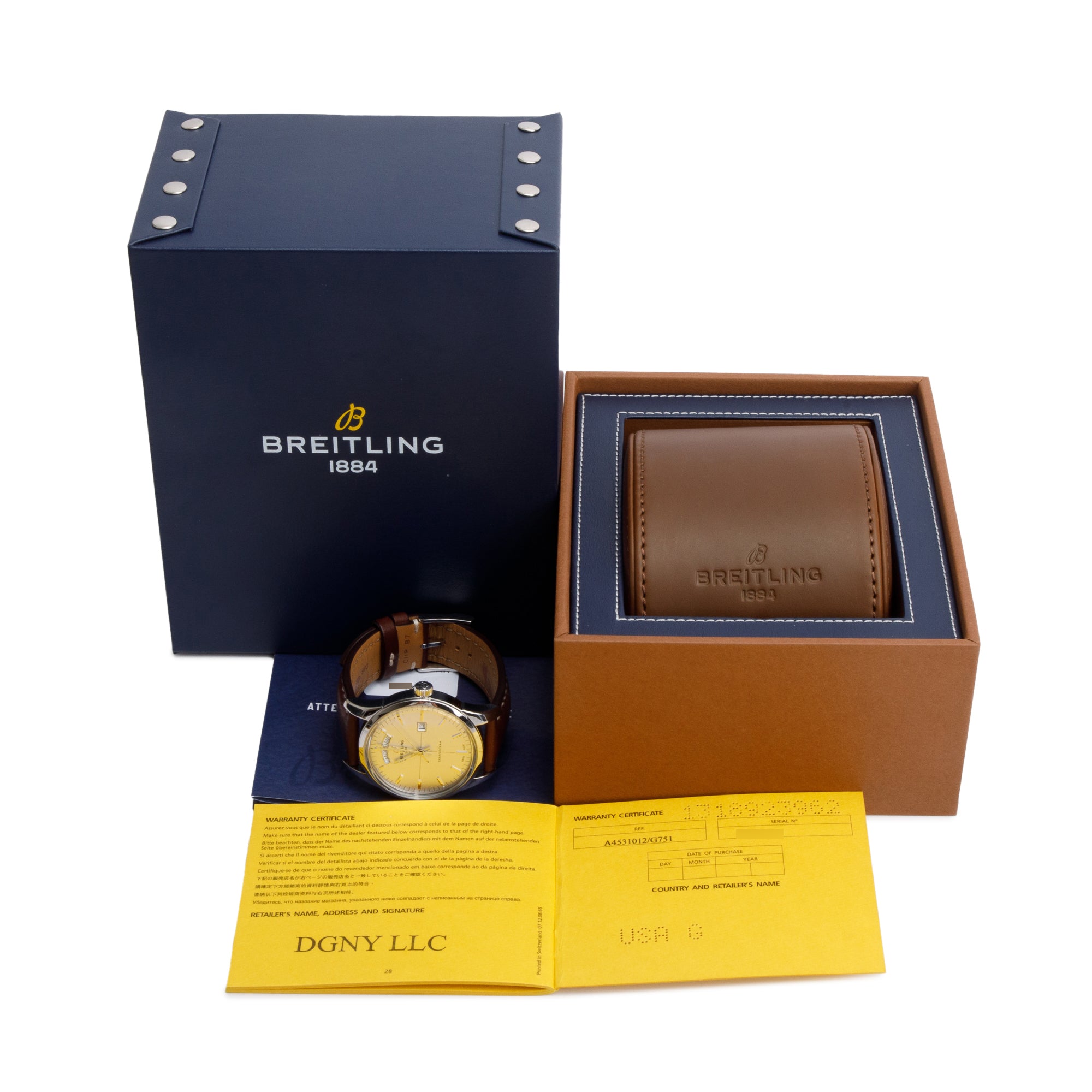Breitling Stainless Steel Transocean Day & Date 43 MM Automatic Watch A45310 w/ Box & Papers