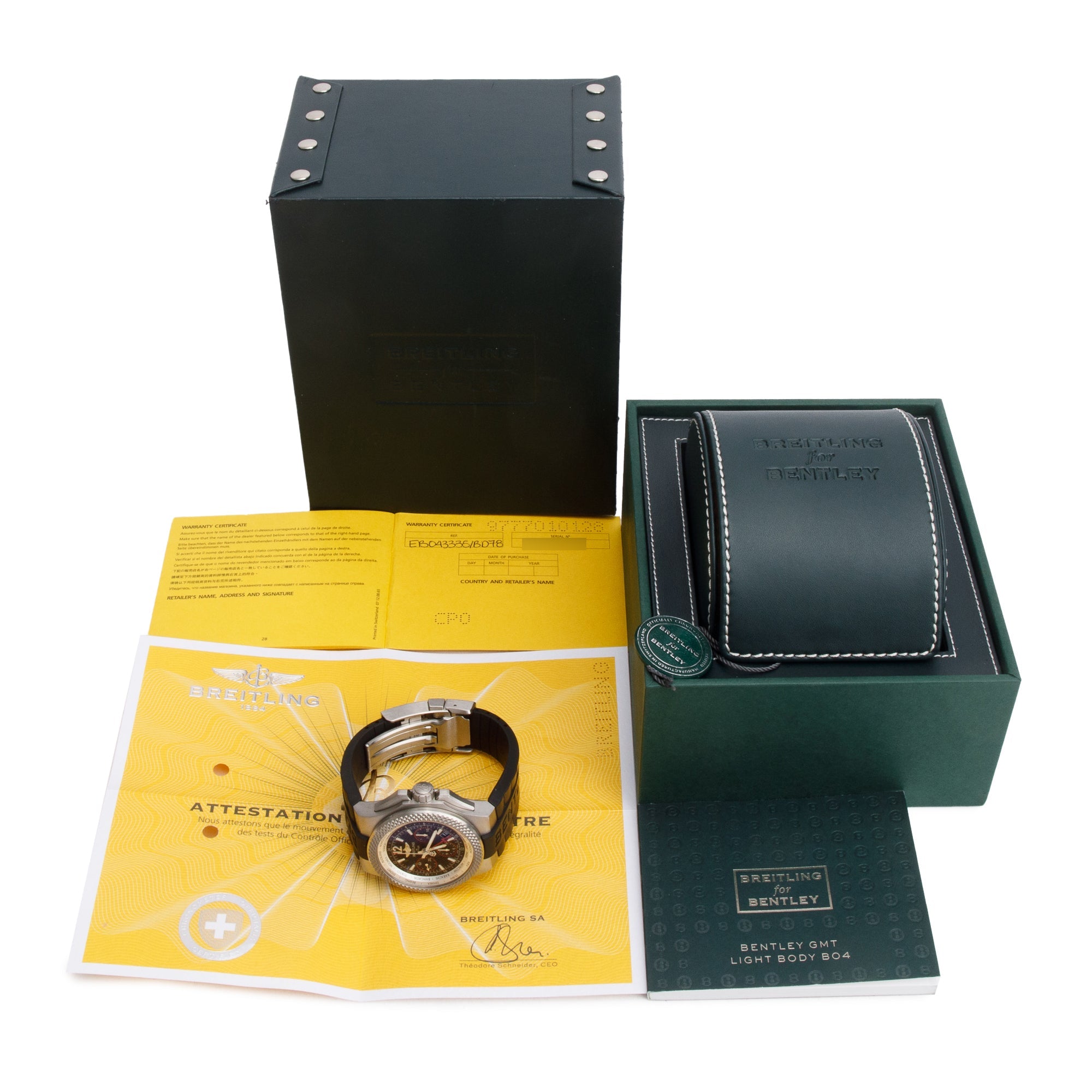 Breitling Titanium Bentley GMT Light Body B04 45 MM Automatic Chronograph Watch EB0433 w/ Box & Papers