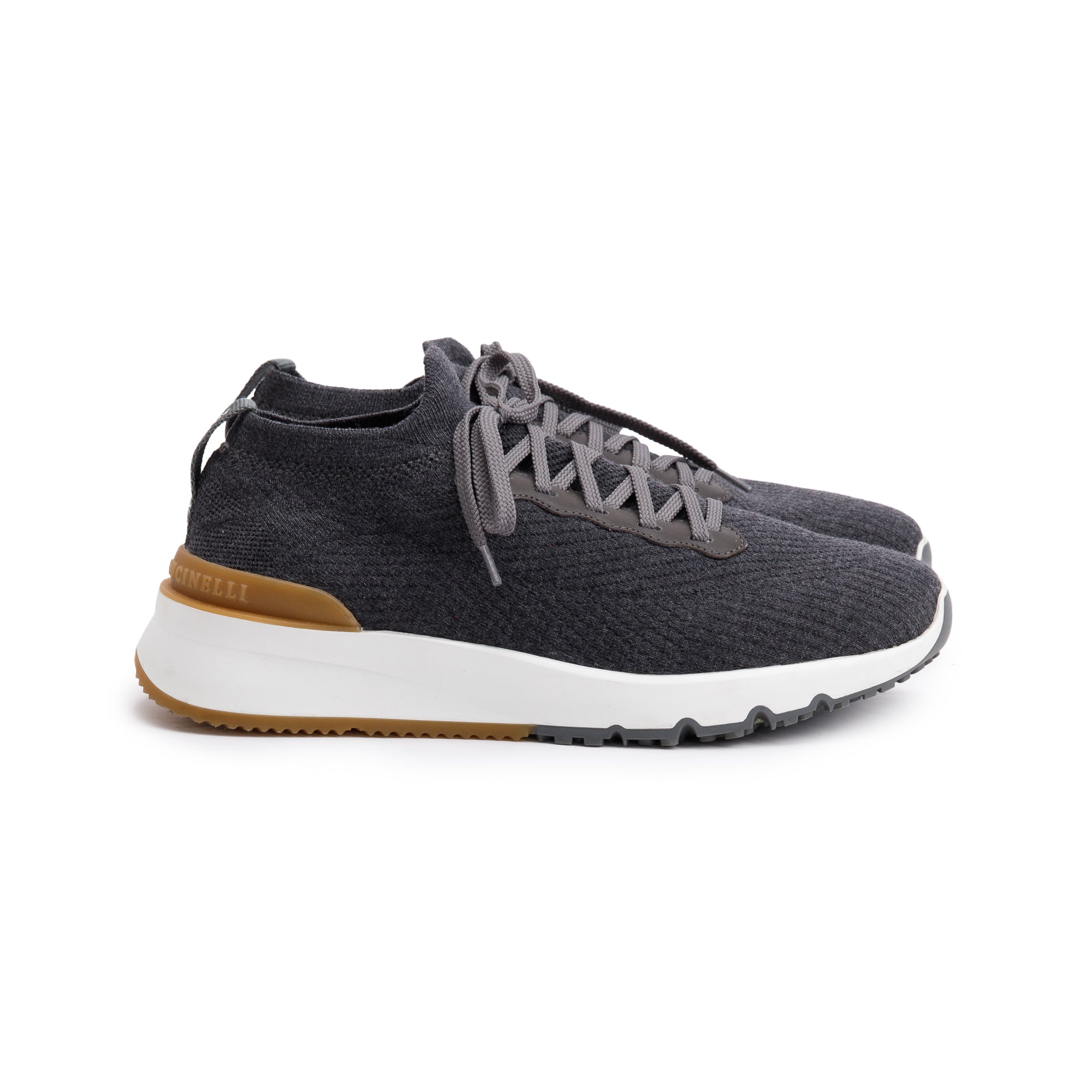 Brunello Cucinelli Grey Knit Athletic Sneaker, Size 40