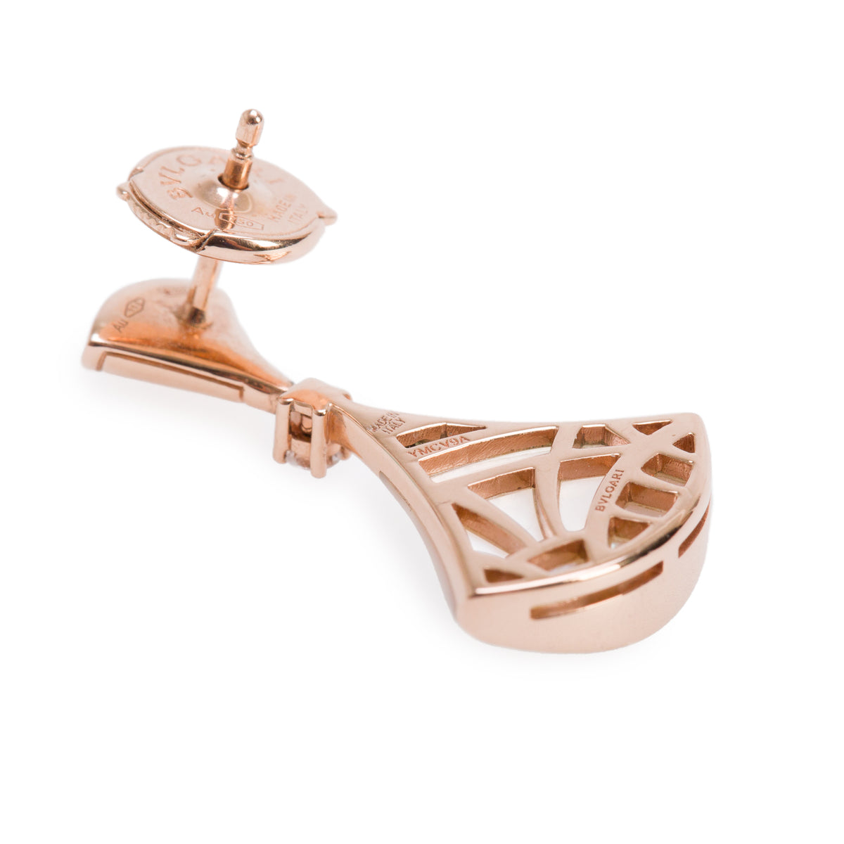 BVLGARI 18k Rose Gold Mother of Pearl & Diamond Diva's Dream Earrings w/ Box