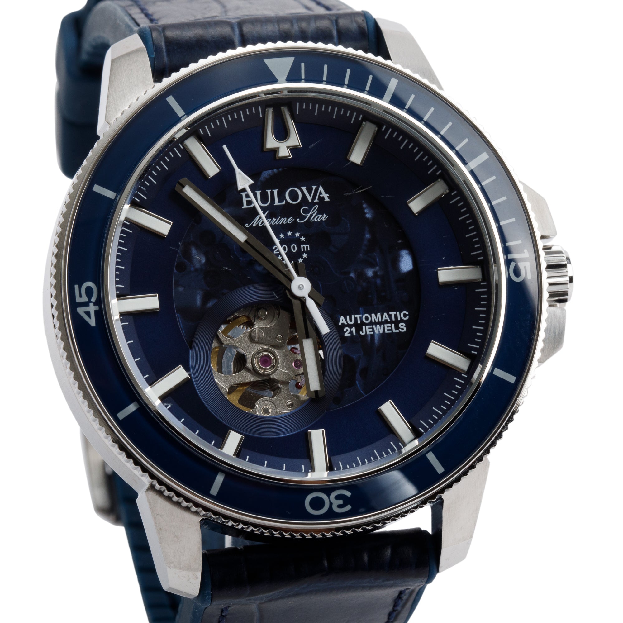 Bulova 2022 Stainless Steel Marine Star 45 MM Automatic Watch 96A291 w/ Box & Papers