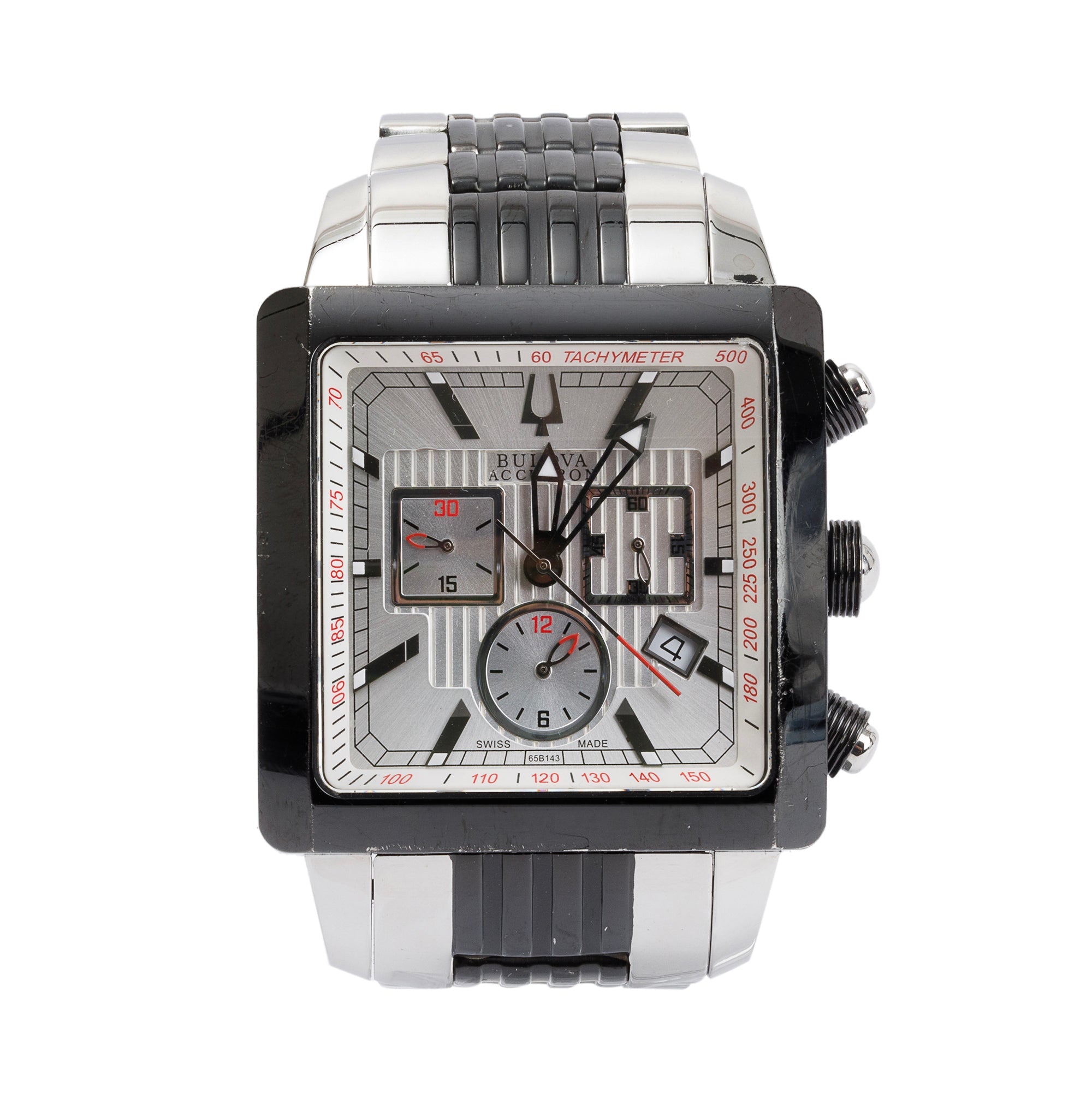 Bulova Accutron Stainless Steel Masella Chronograph 40 MM Watch w/ Box