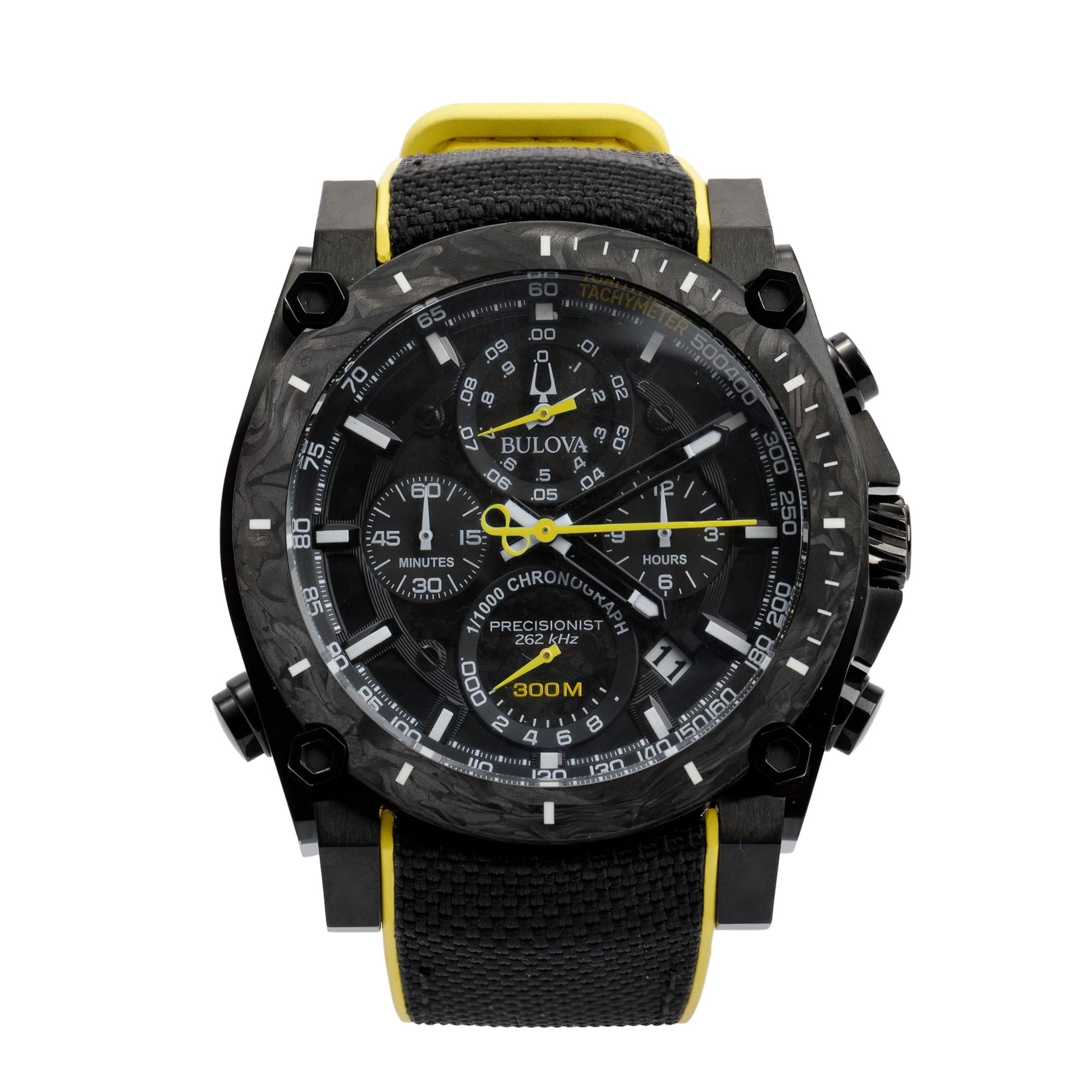 Bulova Black Stainless Steel Precisionist Chronograph 46.5 MM Quartz Watch