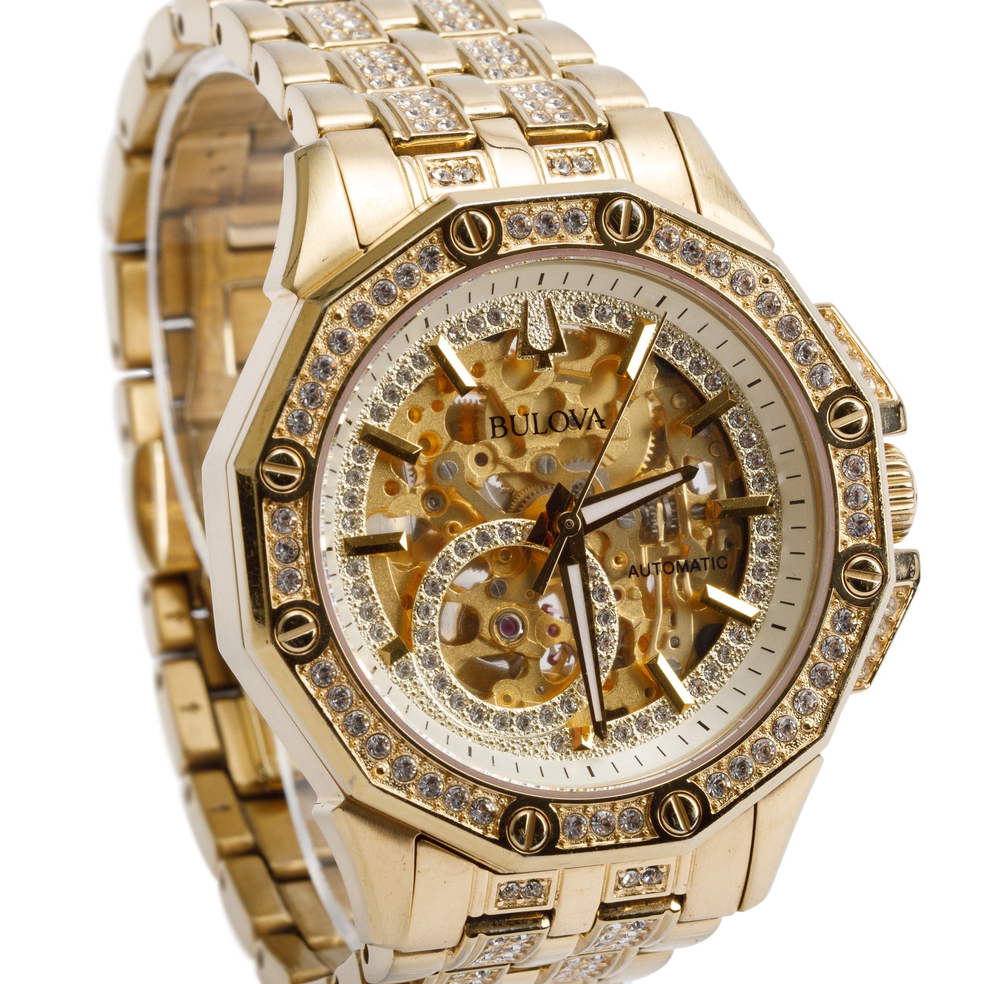 Bulova Gold-Plated Stainless Steel Crystal Octava 41.7 MM Automatic Watch 98A292