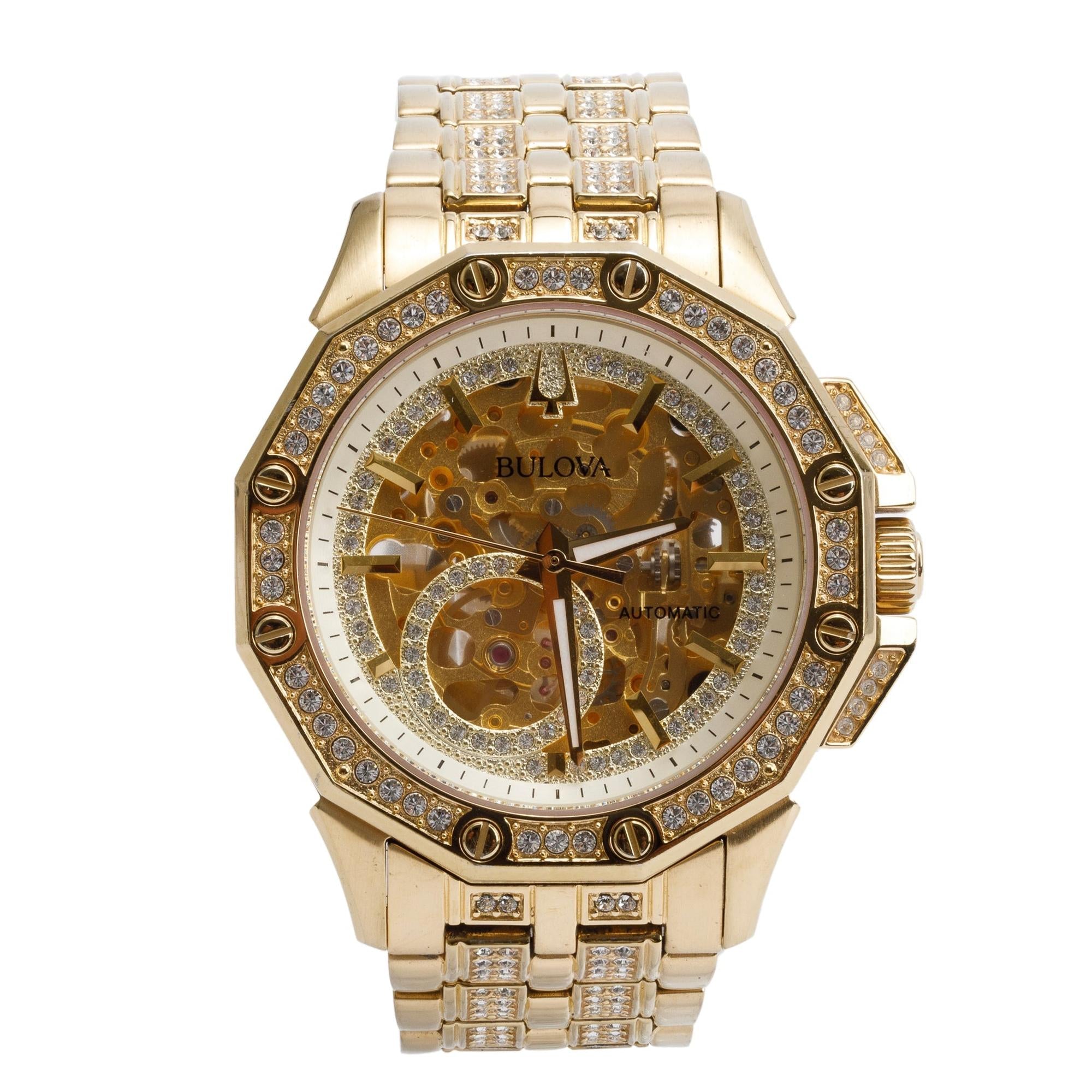 Bulova Gold-Plated Stainless Steel Crystal Octava 41.7 MM Automatic Watch 98A292