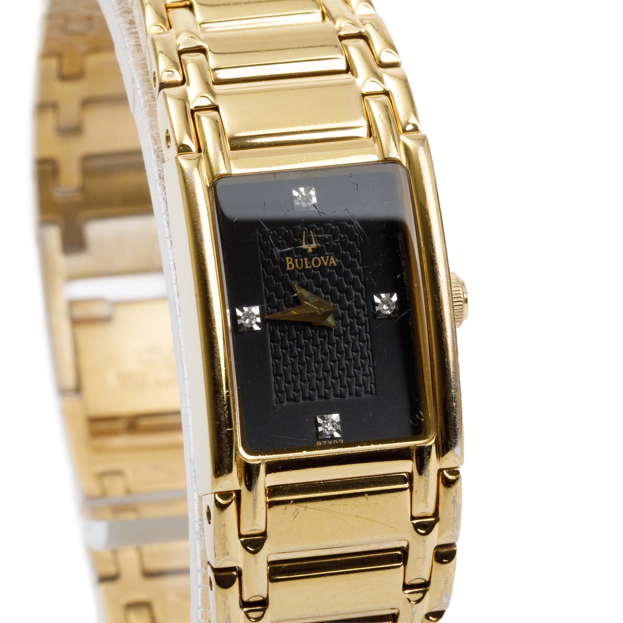 Bulova Gold Plated Stainless Steel Diamond Dial 16 MM Quartz Watch