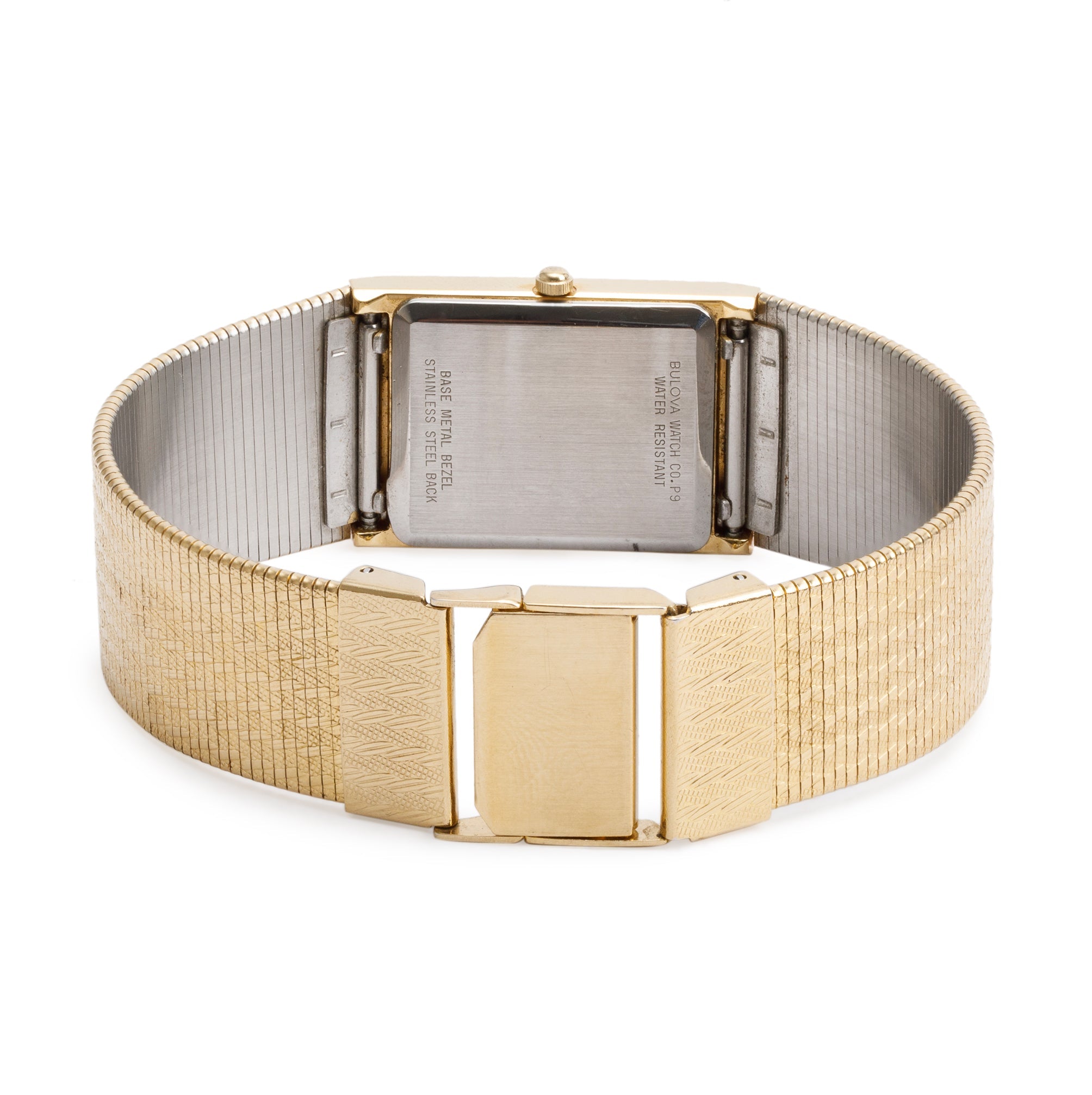 Bulova Gold Plated Stainless Steel Diamond Dial Vintage Classic Quartz Watch