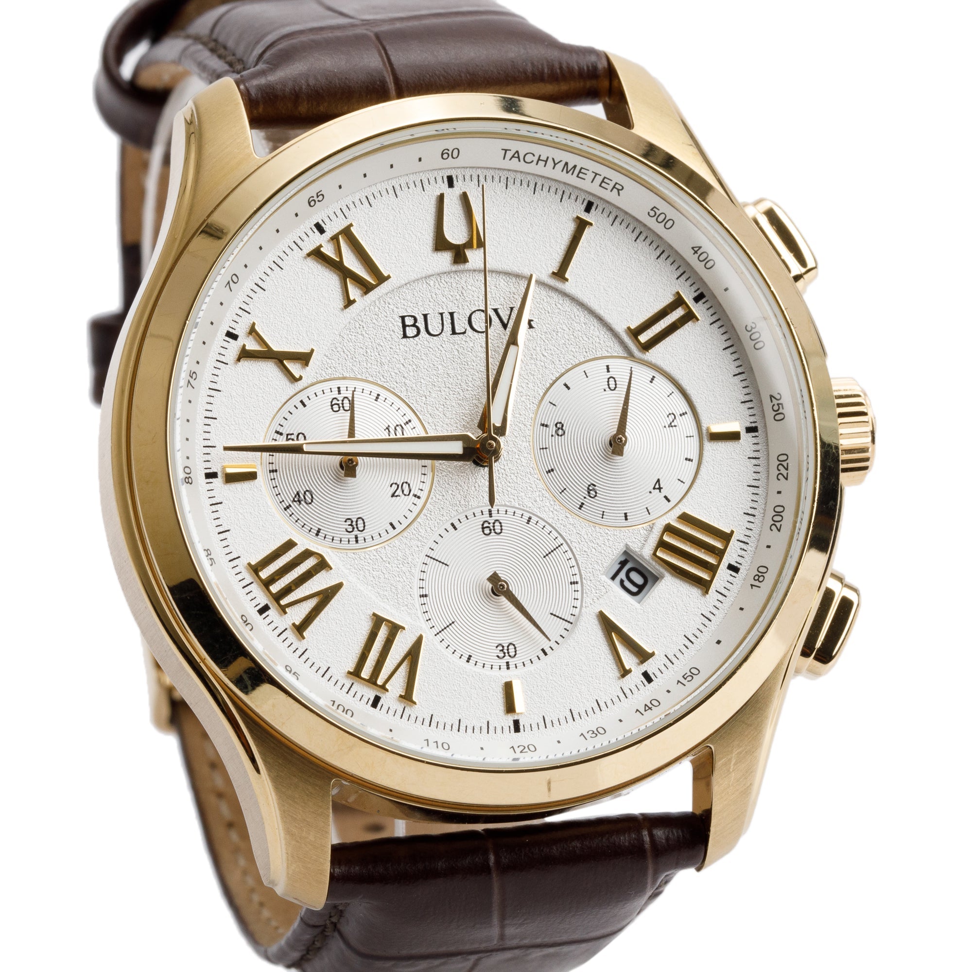 Bulova Gold-Plated Stainless Steel Wilton Classic 46.5 MM Chronograph Quartz Watch 97B169