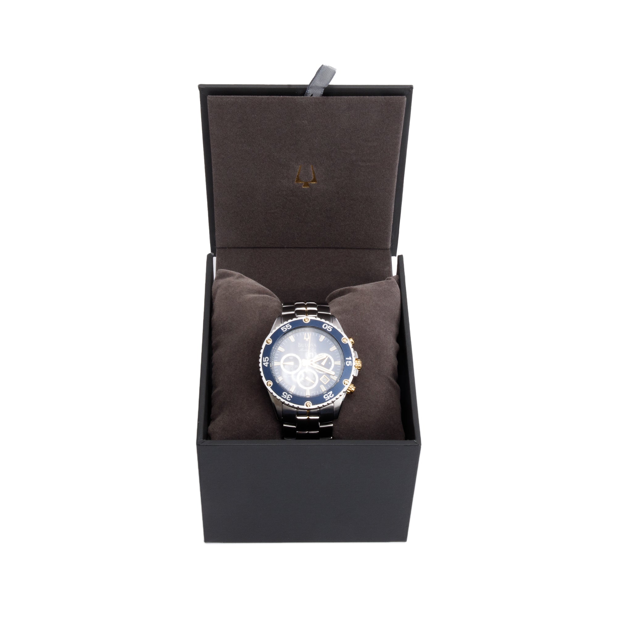 Bulova Gold Plated and Stainless Steel Marine Star 40 MM Chronograph Watch 98H37 w/ Box