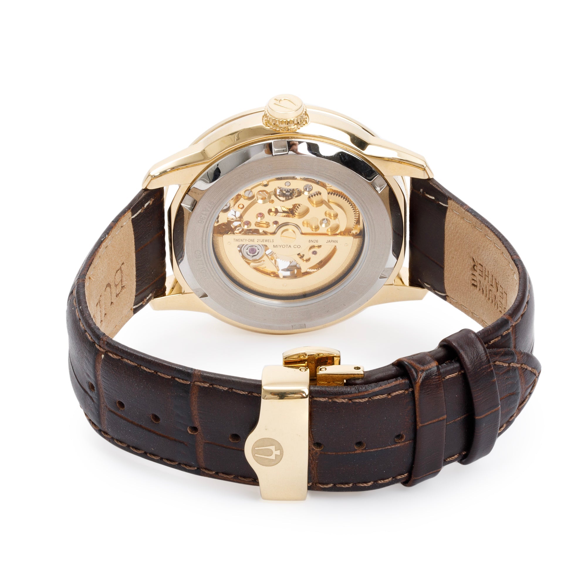 Bulova Gold Tone Stainless Steel Sutton Classic 43 MM Automatic Watch w/ Box