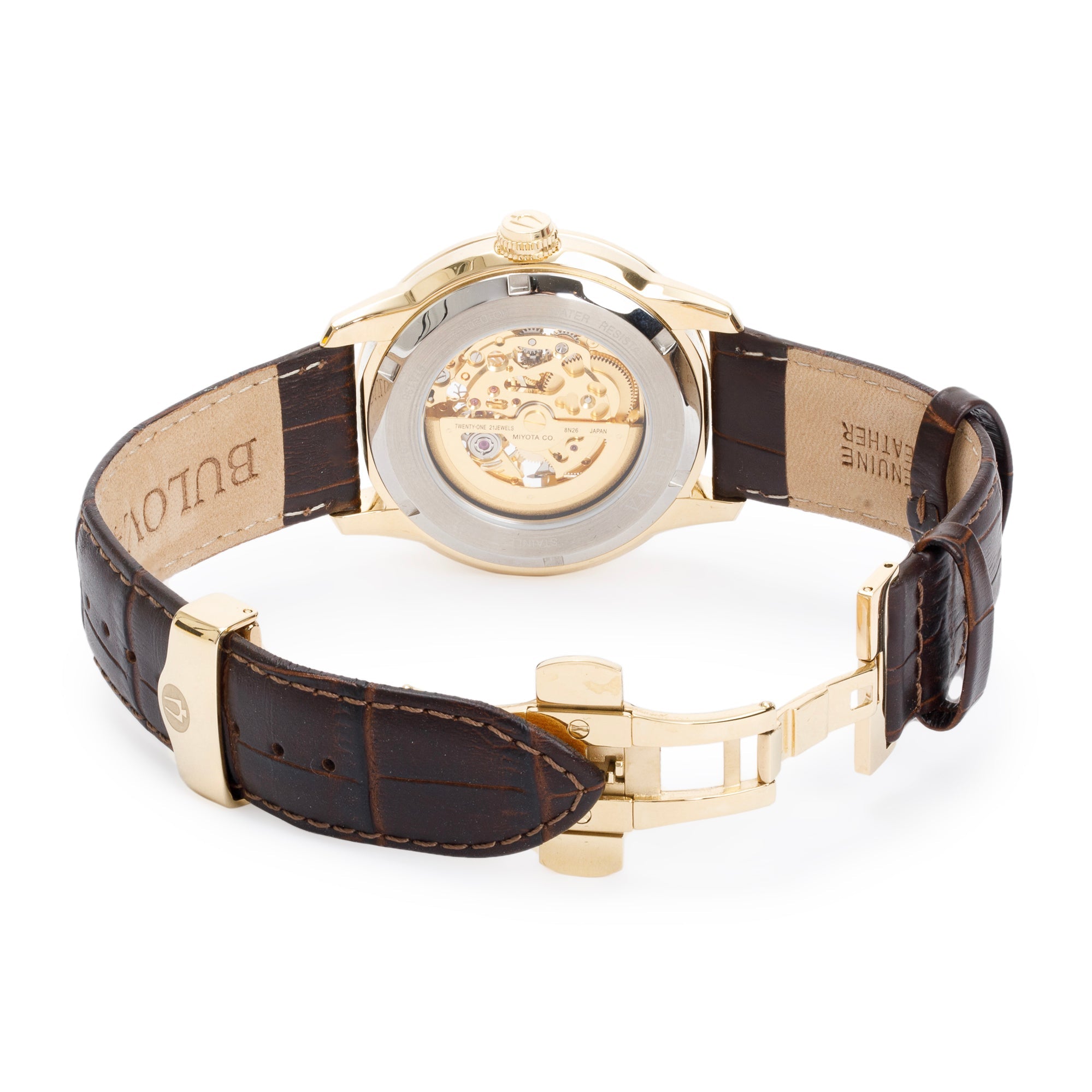 Bulova Gold Tone Stainless Steel Sutton Classic 43 MM Automatic Watch w/ Box