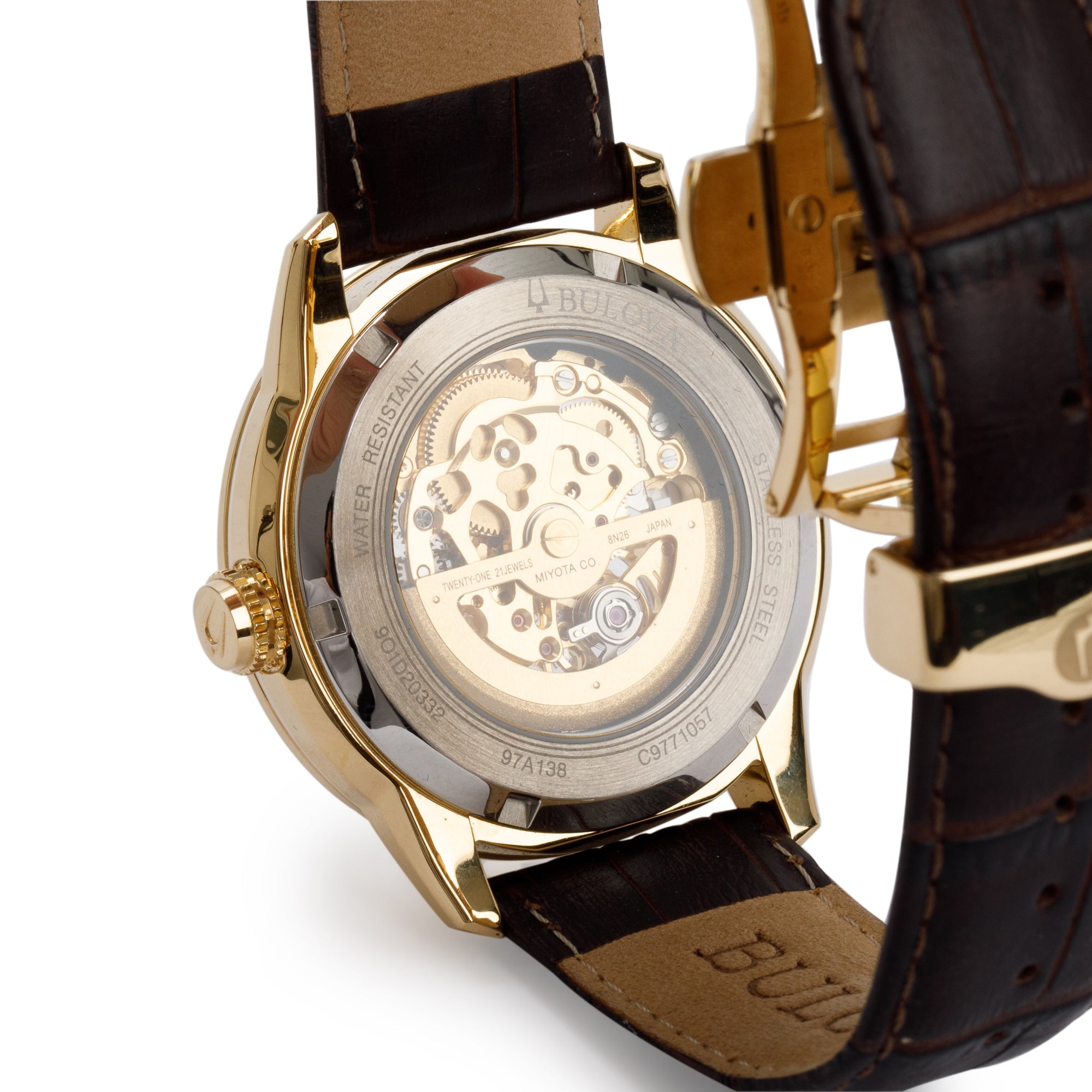 Bulova Gold Tone Stainless Steel Sutton Classic 43 MM Automatic Watch w/ Box