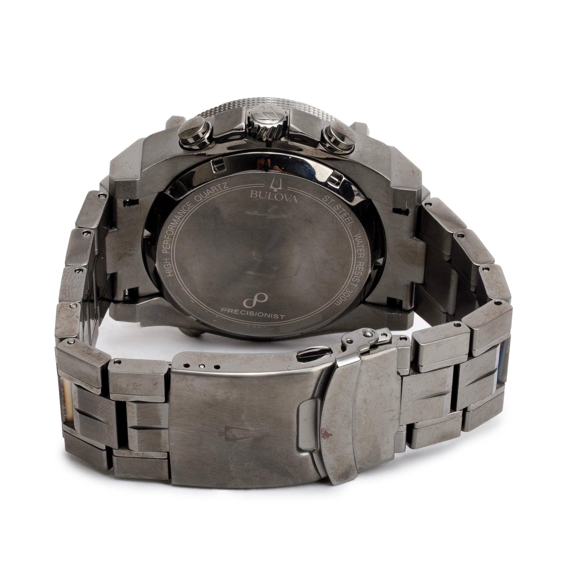 Bulova Grey PVD Stainless Steel Precisionist 46.5 MM Chronograph Quartz Watch 98B229 w/ Box