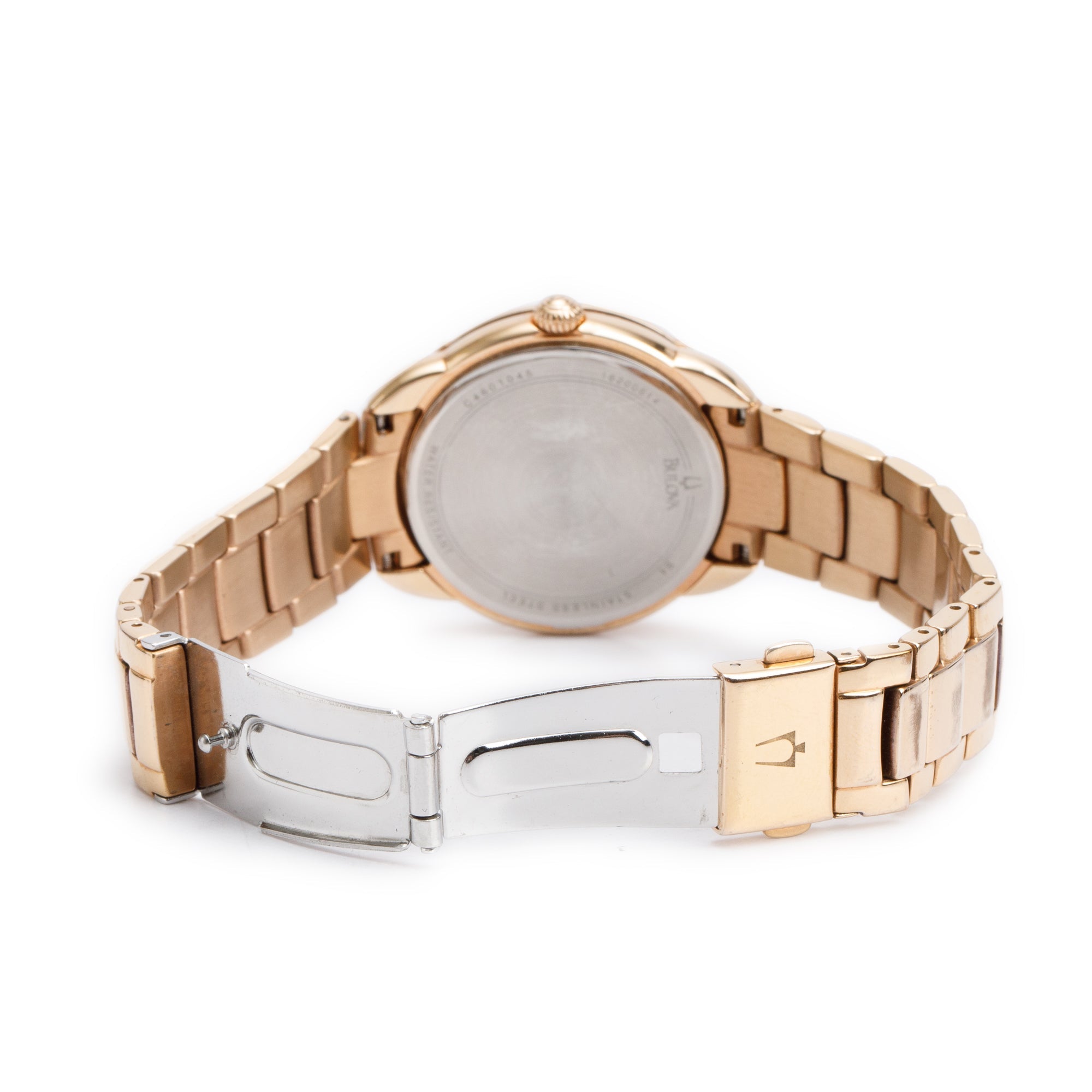 Bulova Rose Gold-Plated Stainless Steel Diamond Bezel & Dial 36 MM Quartz Watch 98R178