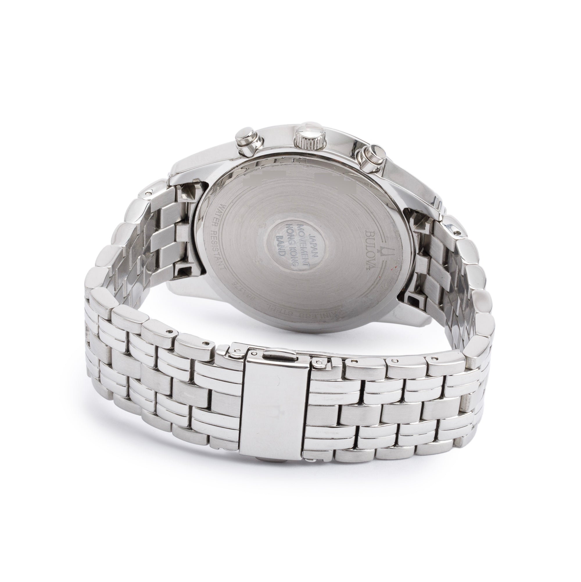 Bulova Stainless Steel 40 MM Black Dial Chronograph Quartz Watch 96A175 w/ Box