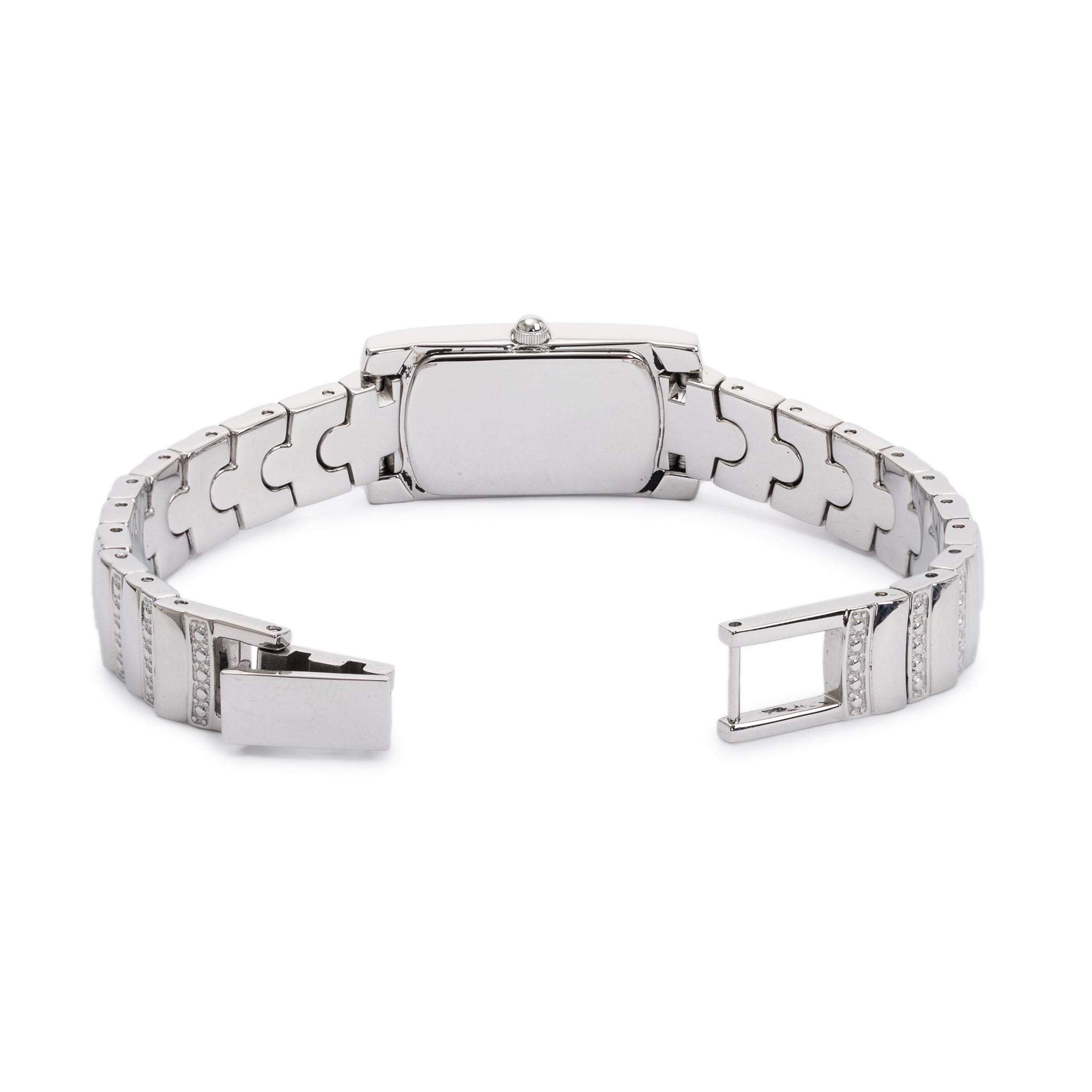 Bulova Stainless Steel Crystal Accent Rectangular Watch