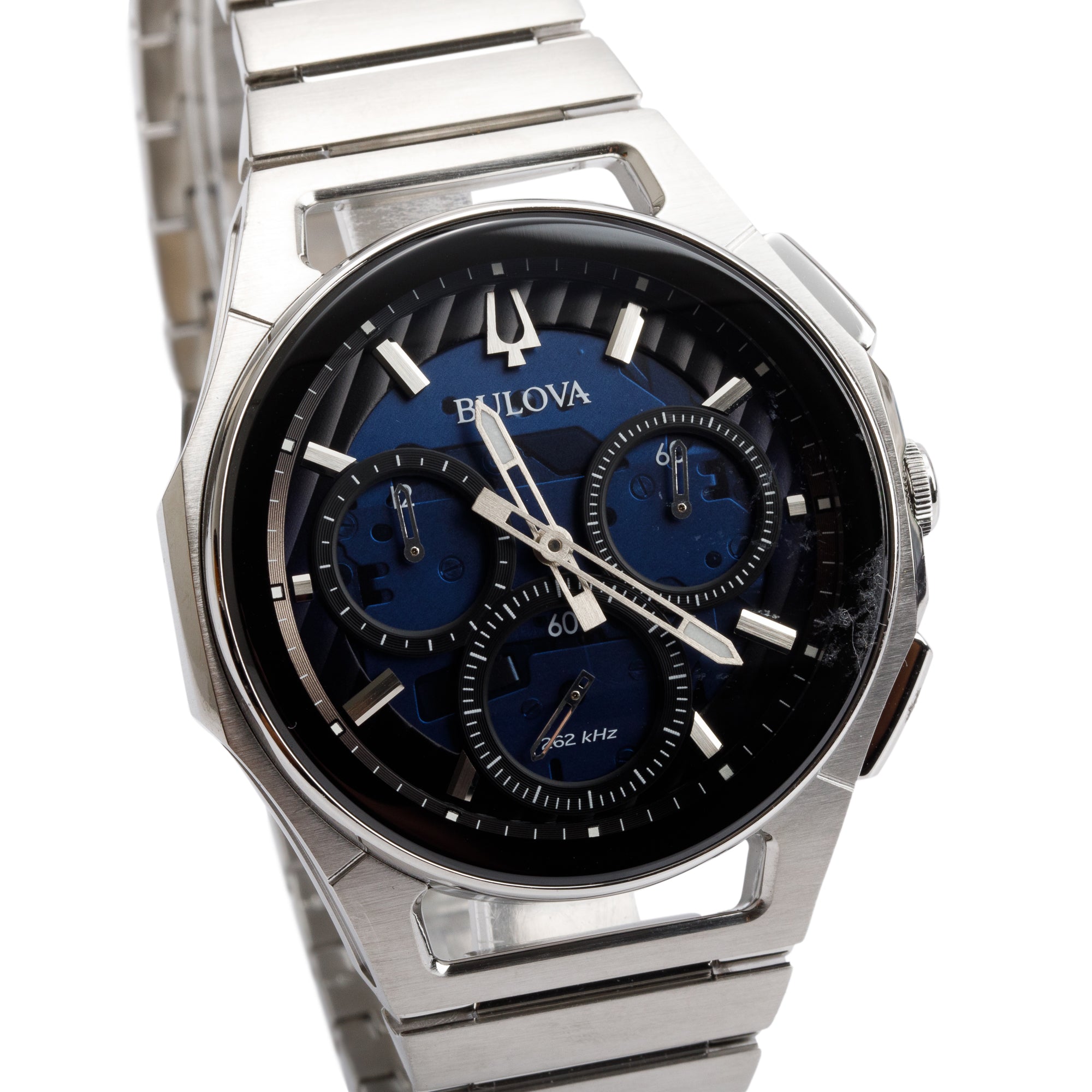 Bulova Stainless Steel Curv 44 MM Chronograph Quartz Watch 96A205