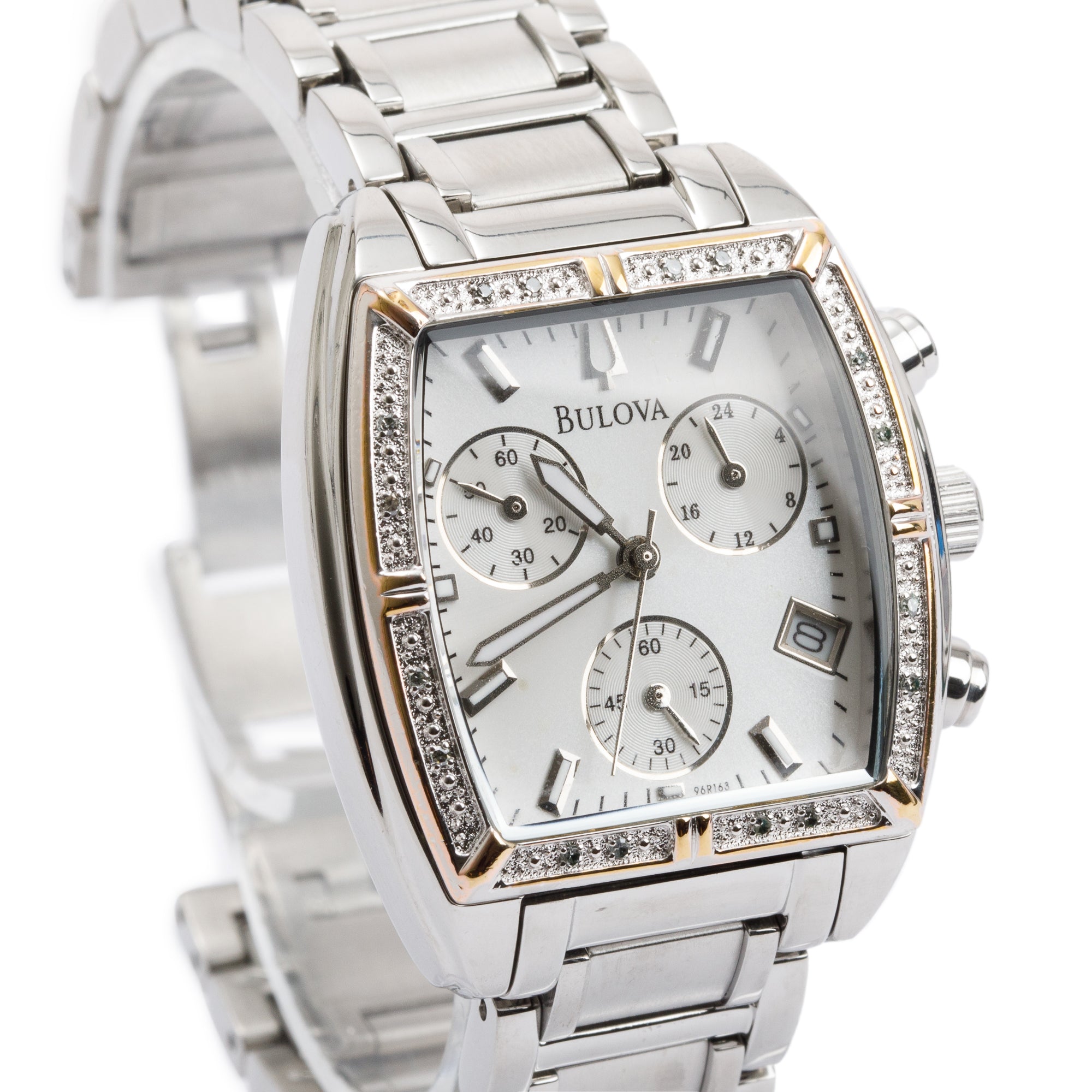 Bulova Stainless Steel Diamond Bezel Highbride Chronograph 31 MM Quartz Watch