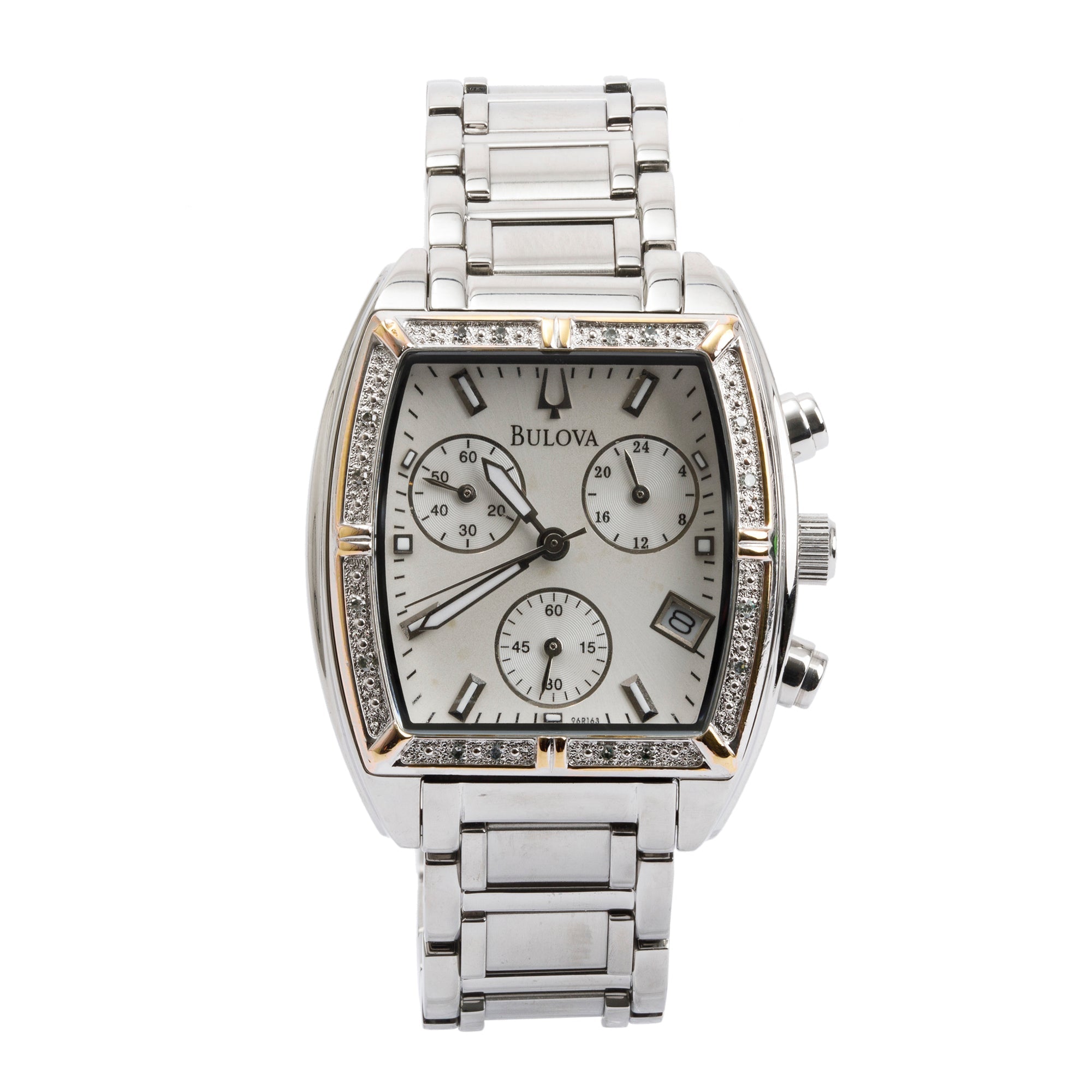Bulova Stainless Steel Diamond Bezel Highbride Chronograph 31 MM Quartz Watch