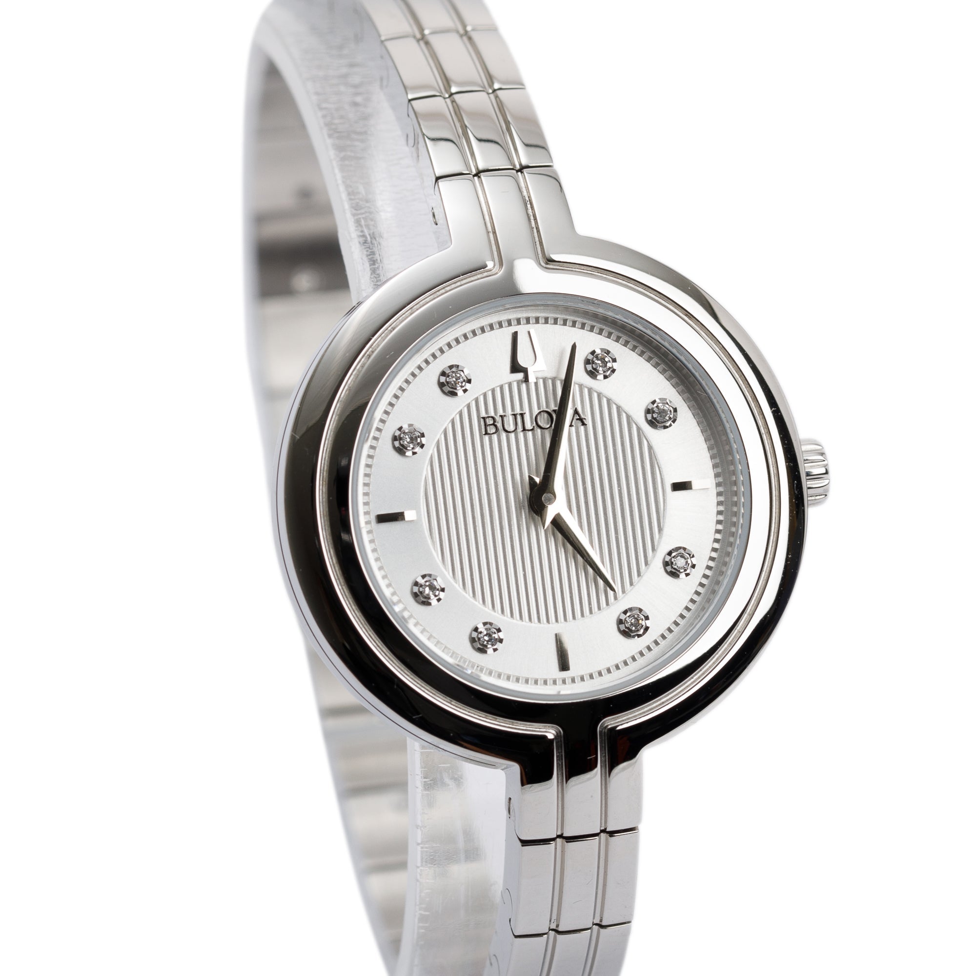 Bulova Stainless Steel Diamond Dial Rhapsody Classic Diamond Dial 30 MM Watch w/ Box