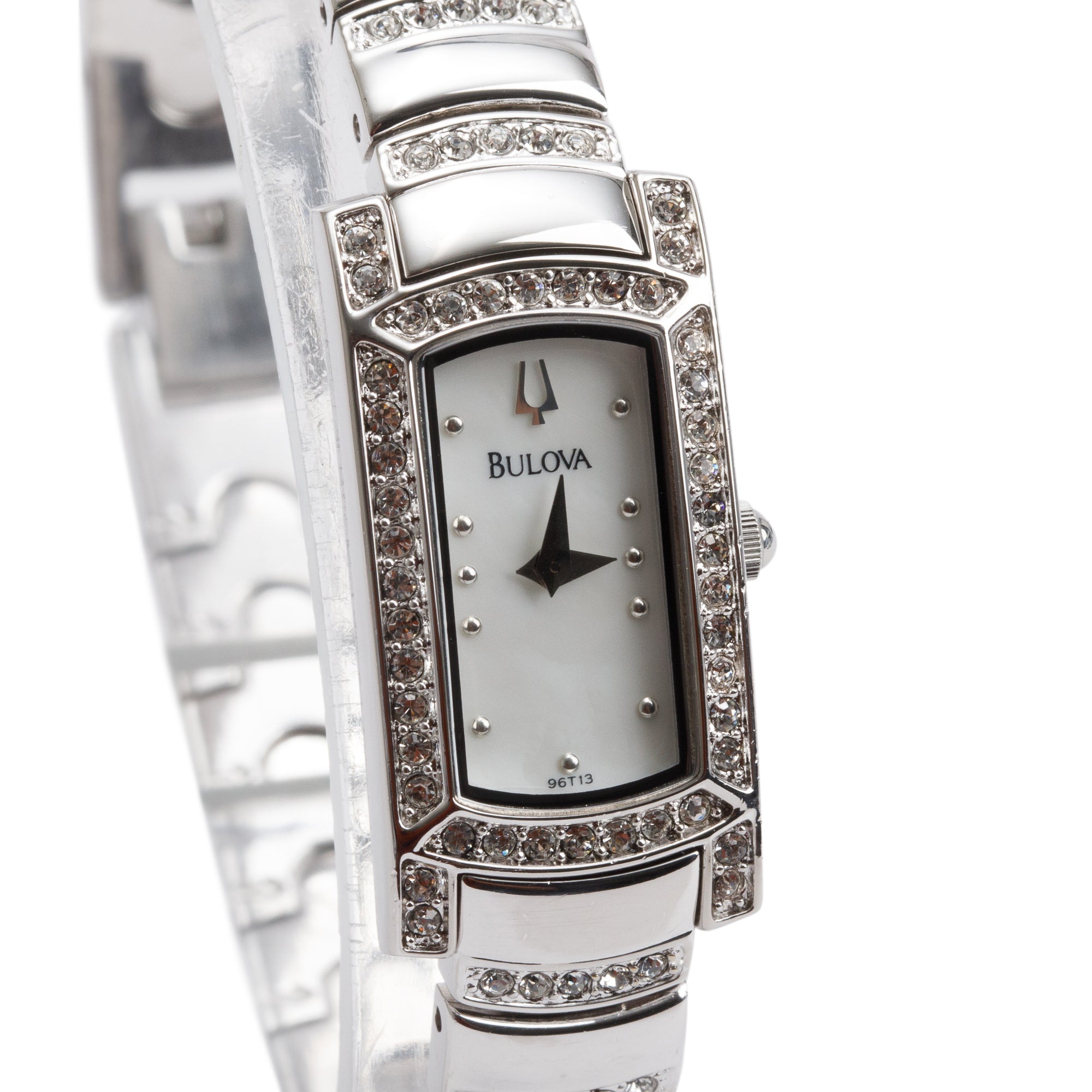 Bulova Stainless Steel Ladies Crystal Quartz Watch 96T13